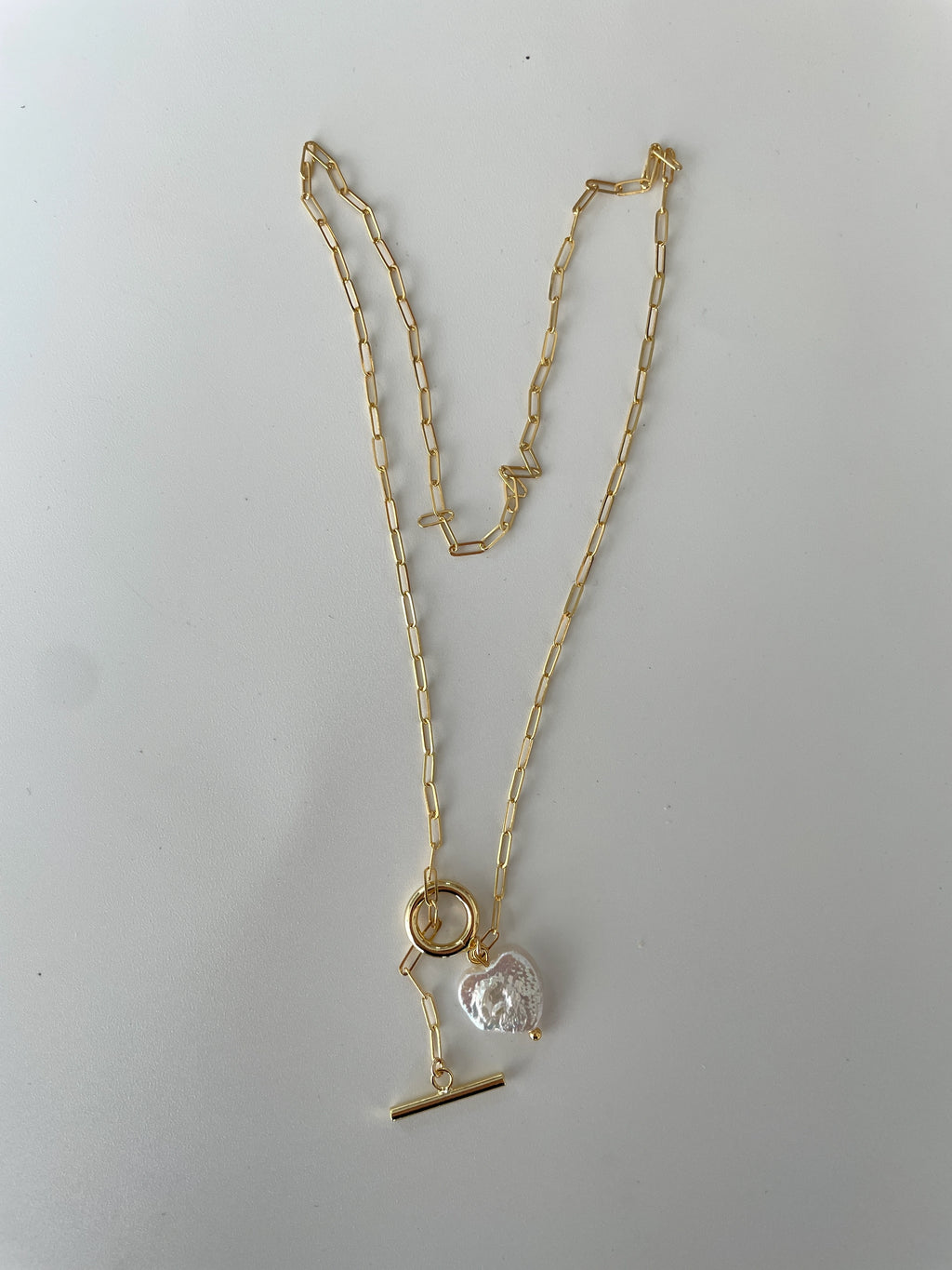 Heart Shaped Natural Baroque Pearl OT Clasp Necklace