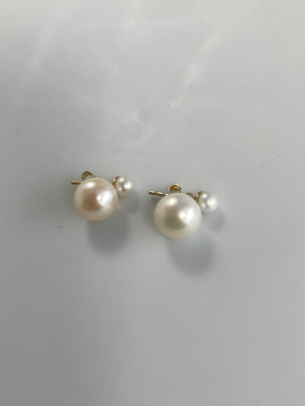 Double Bead Simple Pearl Earrings