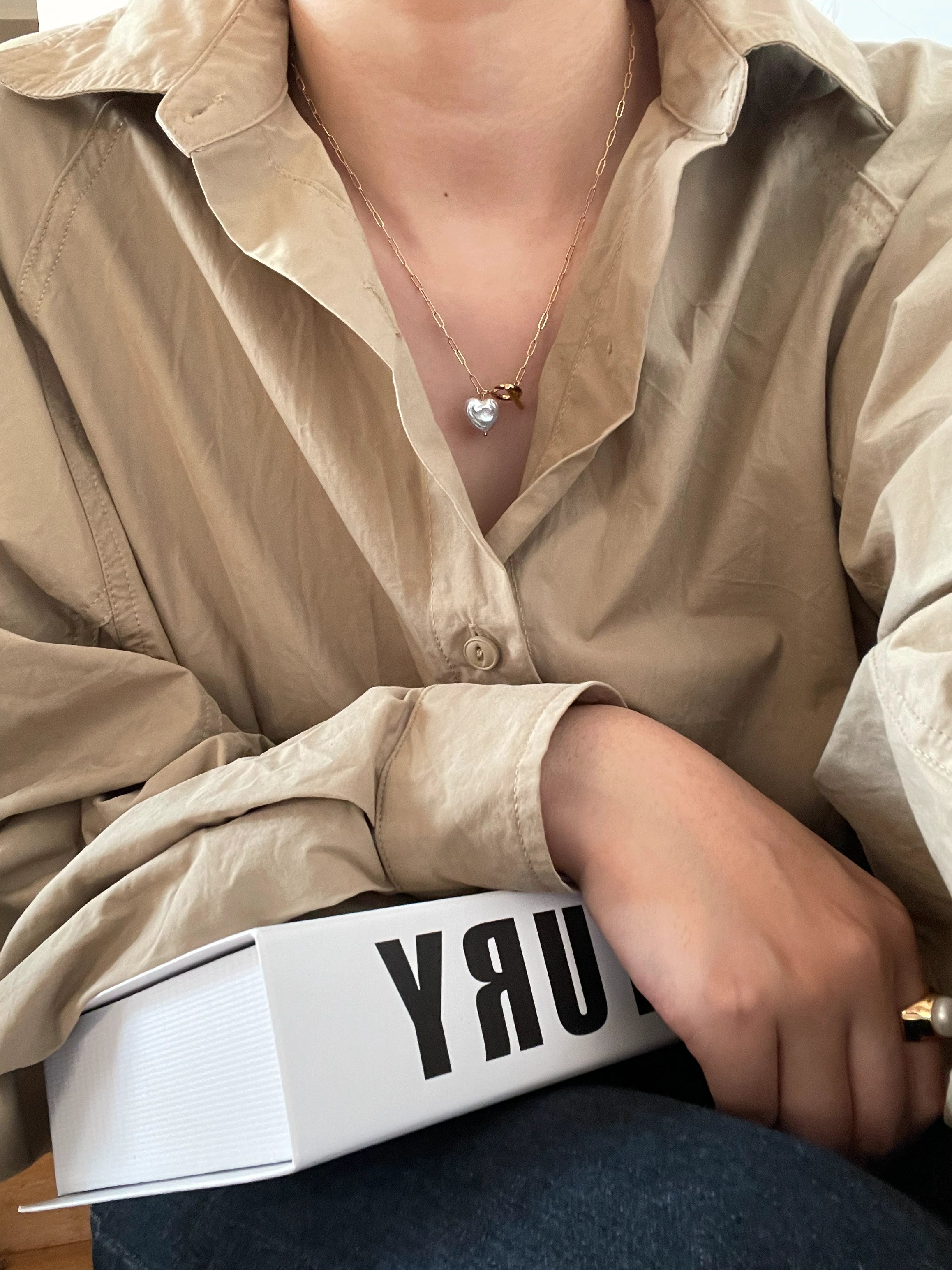 Heart Shaped Natural Baroque Pearl OT Clasp Necklace