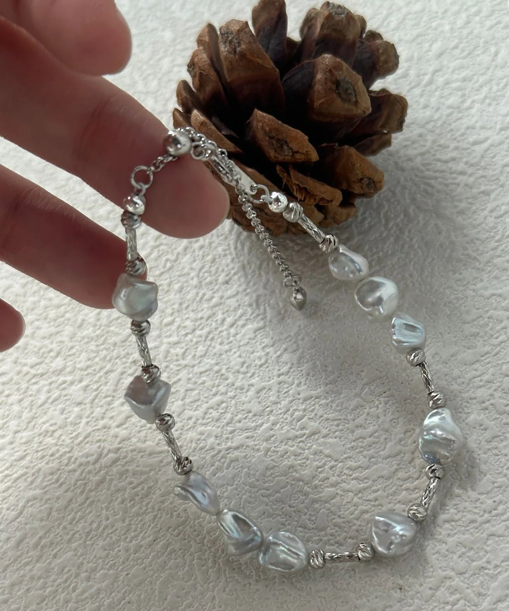 Silver Shard Baroque Pearl Bracelet