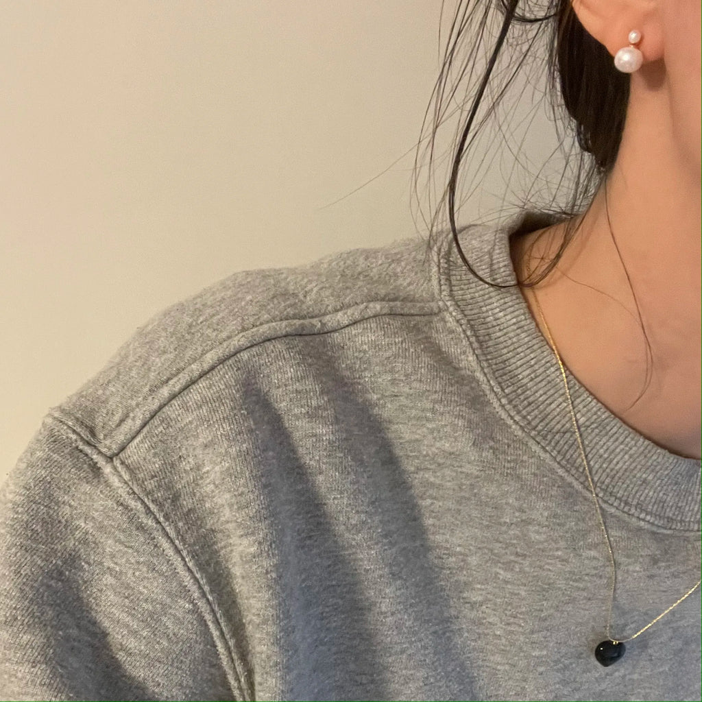 Double Bead Simple Pearl Earrings