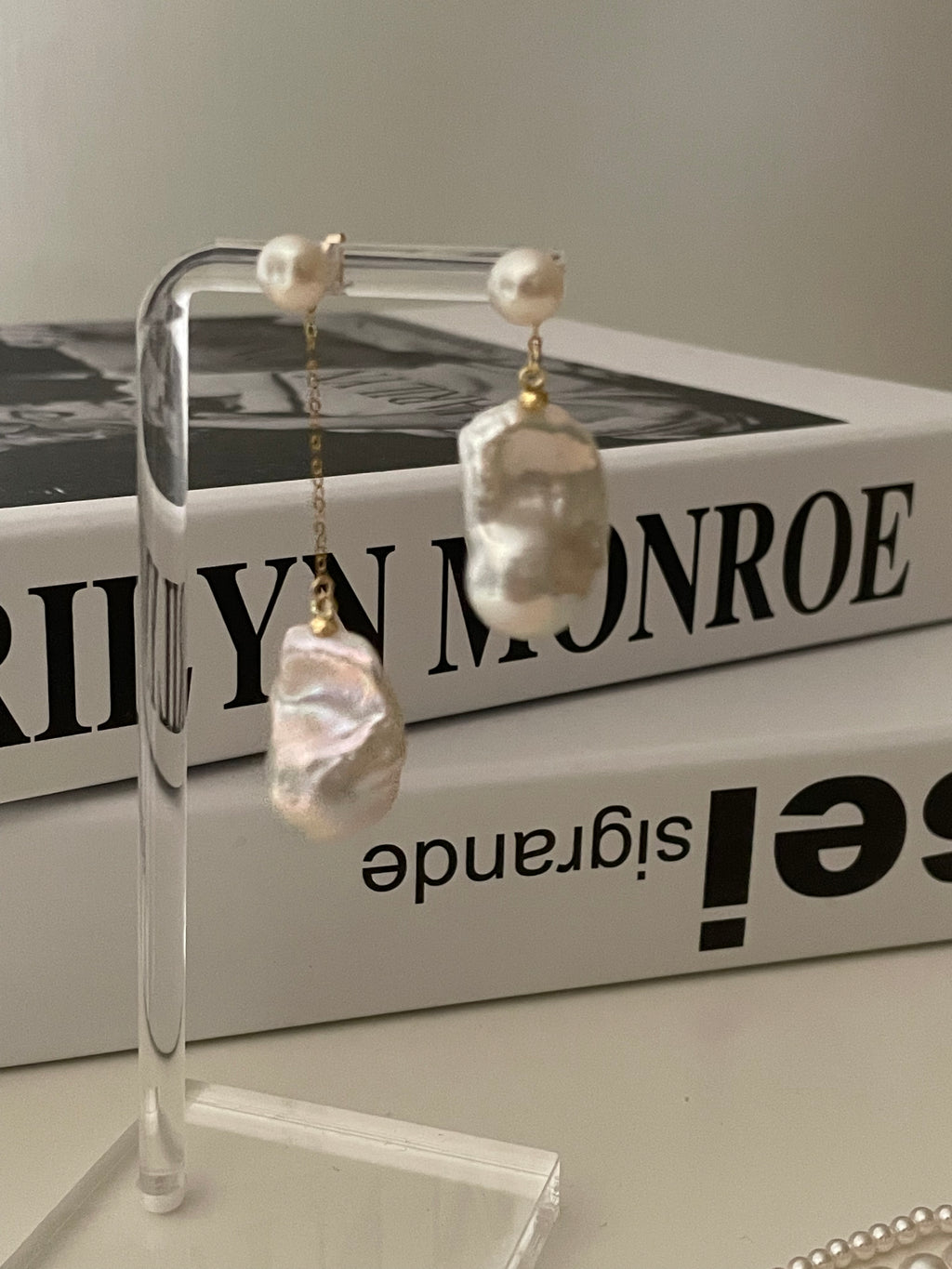 Asymmetrical pearl and  Baroque pendant Earrings