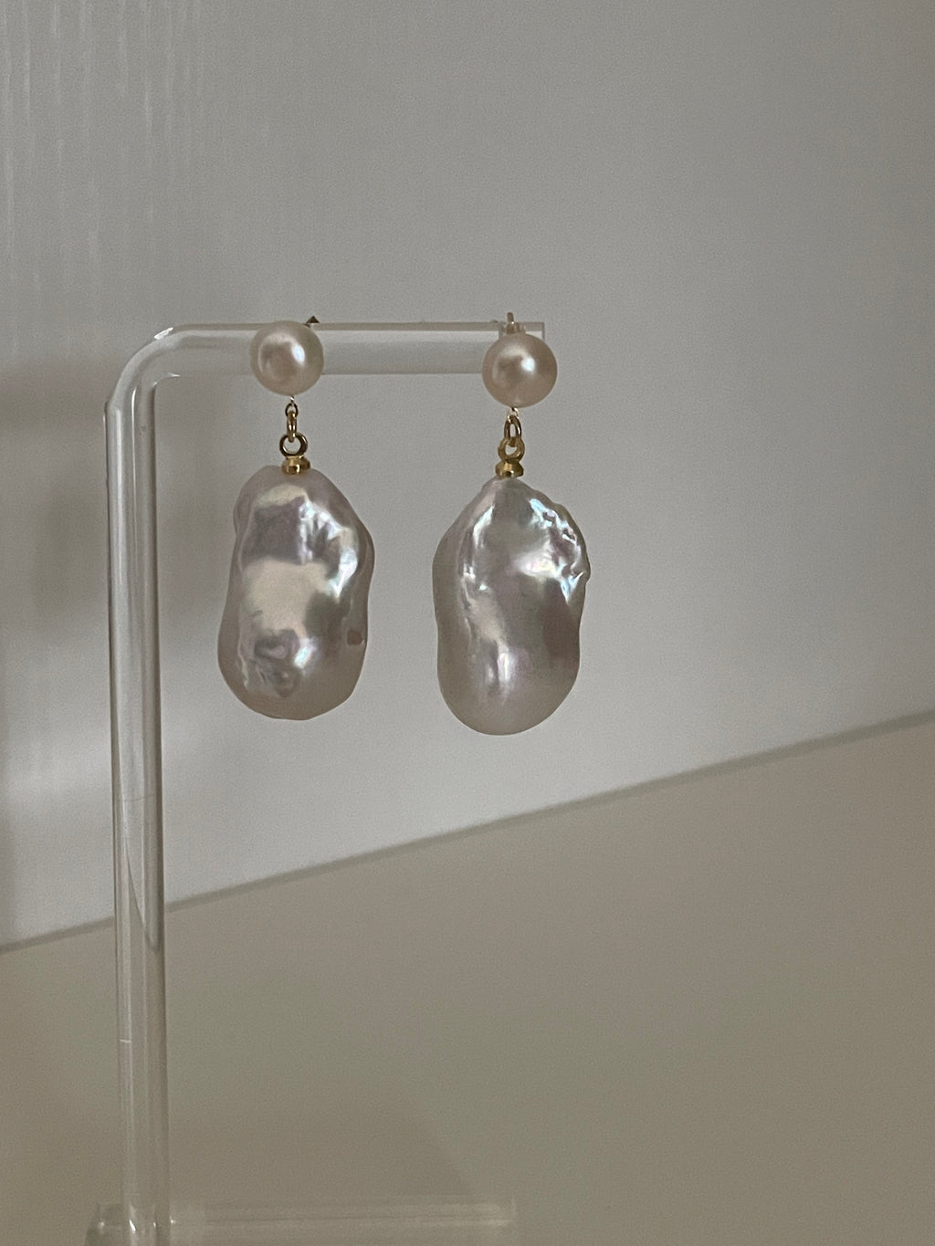 Symmetrical Pearl Baroque Pendant Earrings