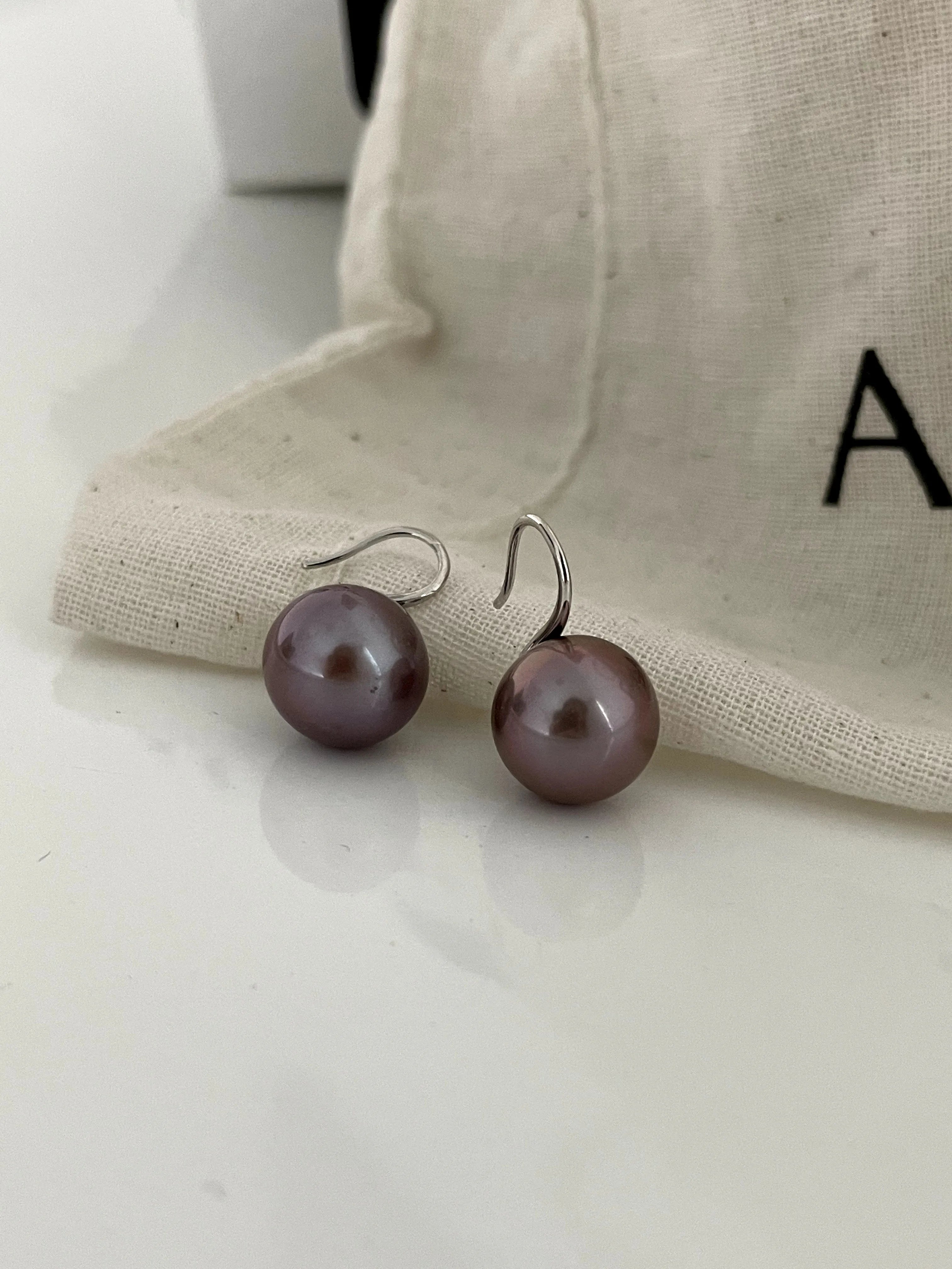 Purple Grape Round Baroque Pearl  Earrings