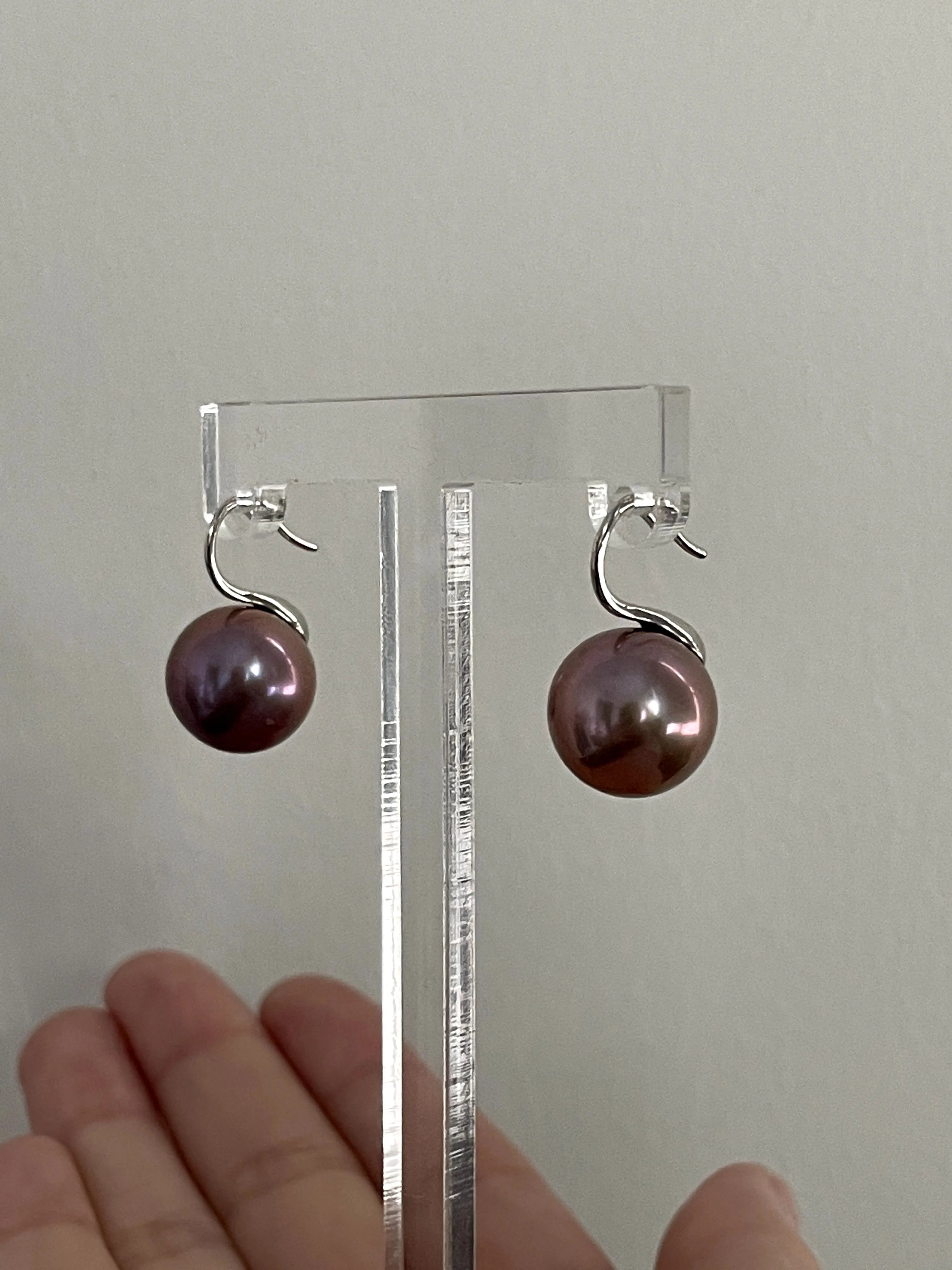 Purple Grape Round Baroque Pearl  Earrings