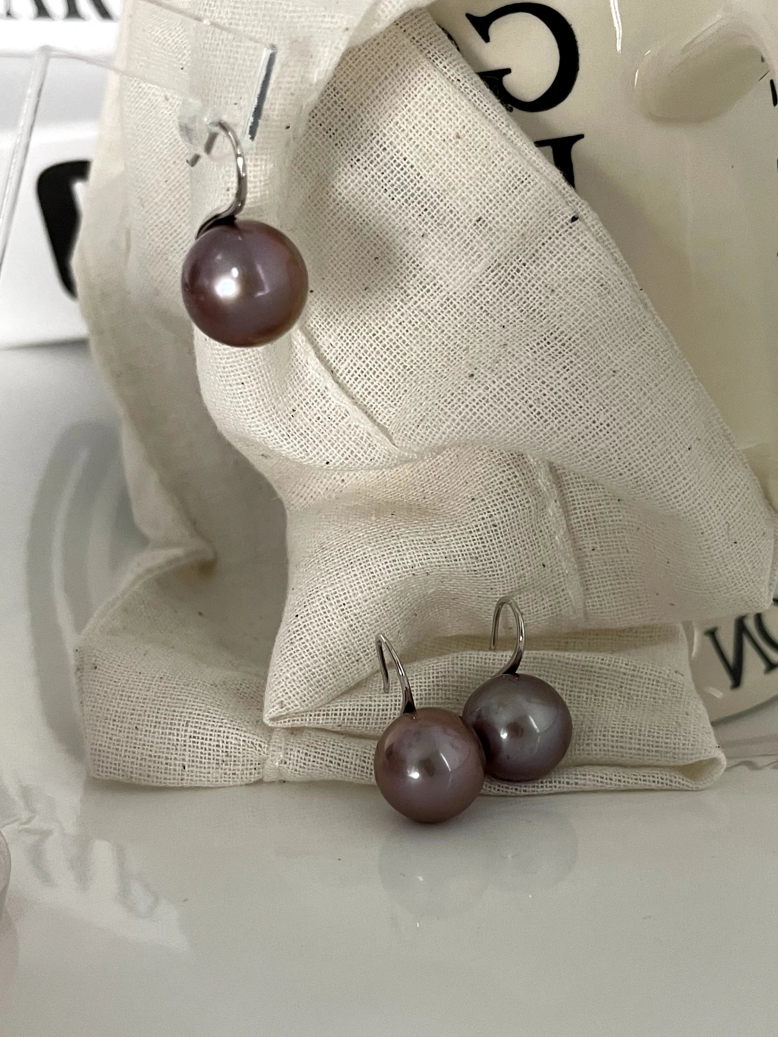 Purple Grape Round Baroque Pearl  Earrings