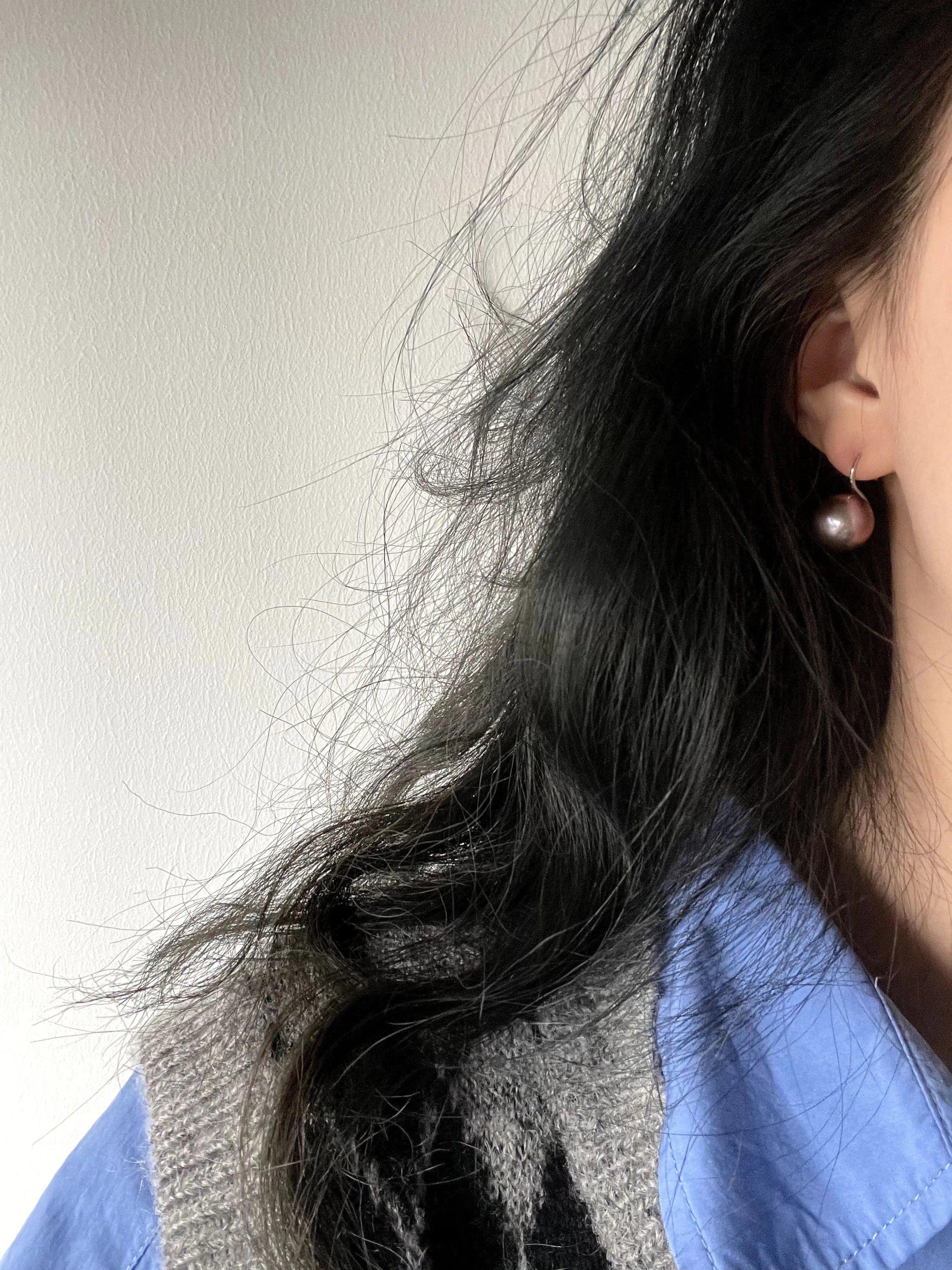 Purple Grape Round Baroque Pearl  Earrings