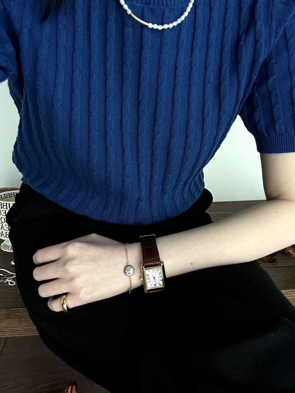 Baroque Pearl Violet Button Bracelet