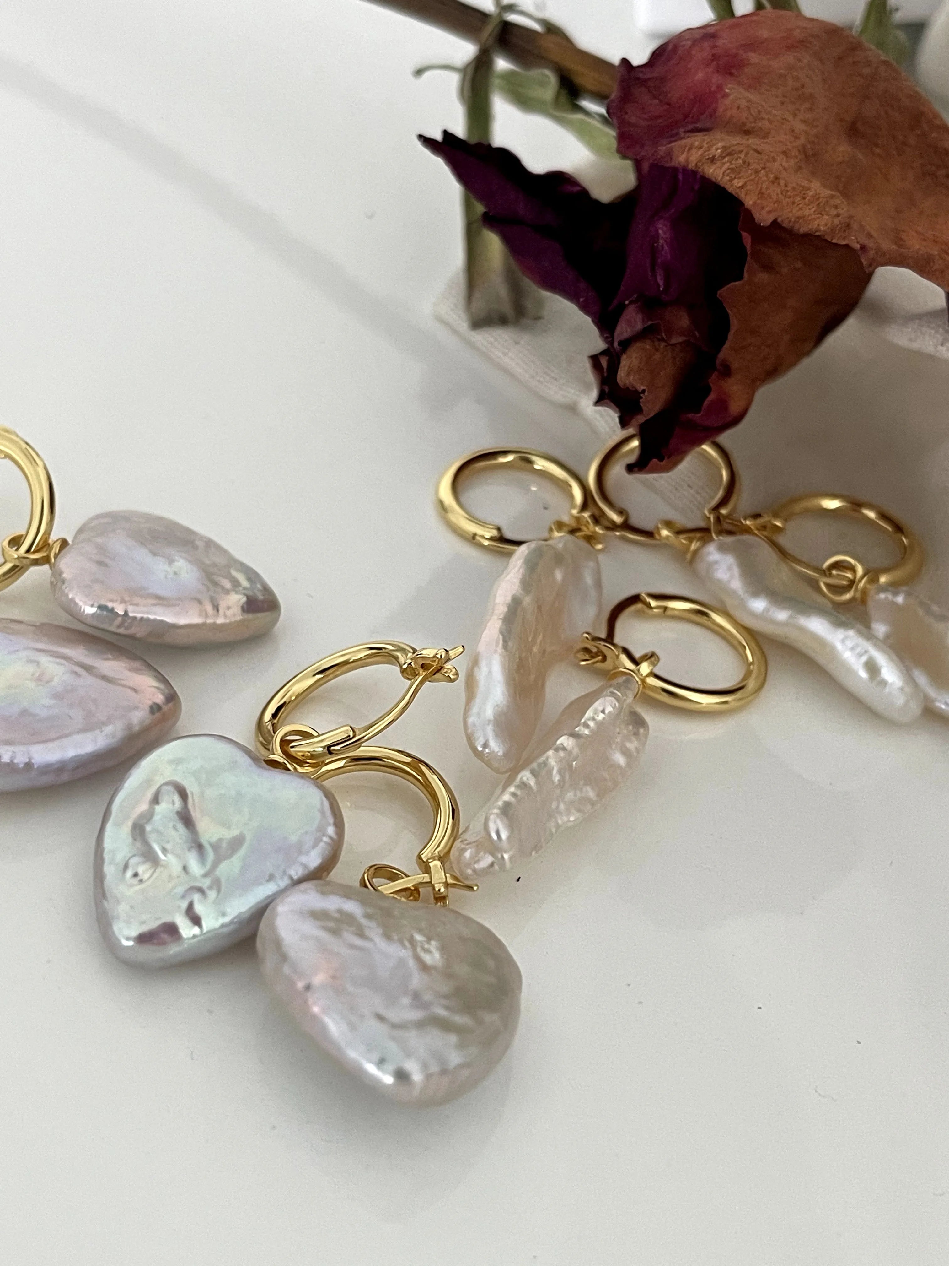 Grand Heart Baroque Pearl Earrings