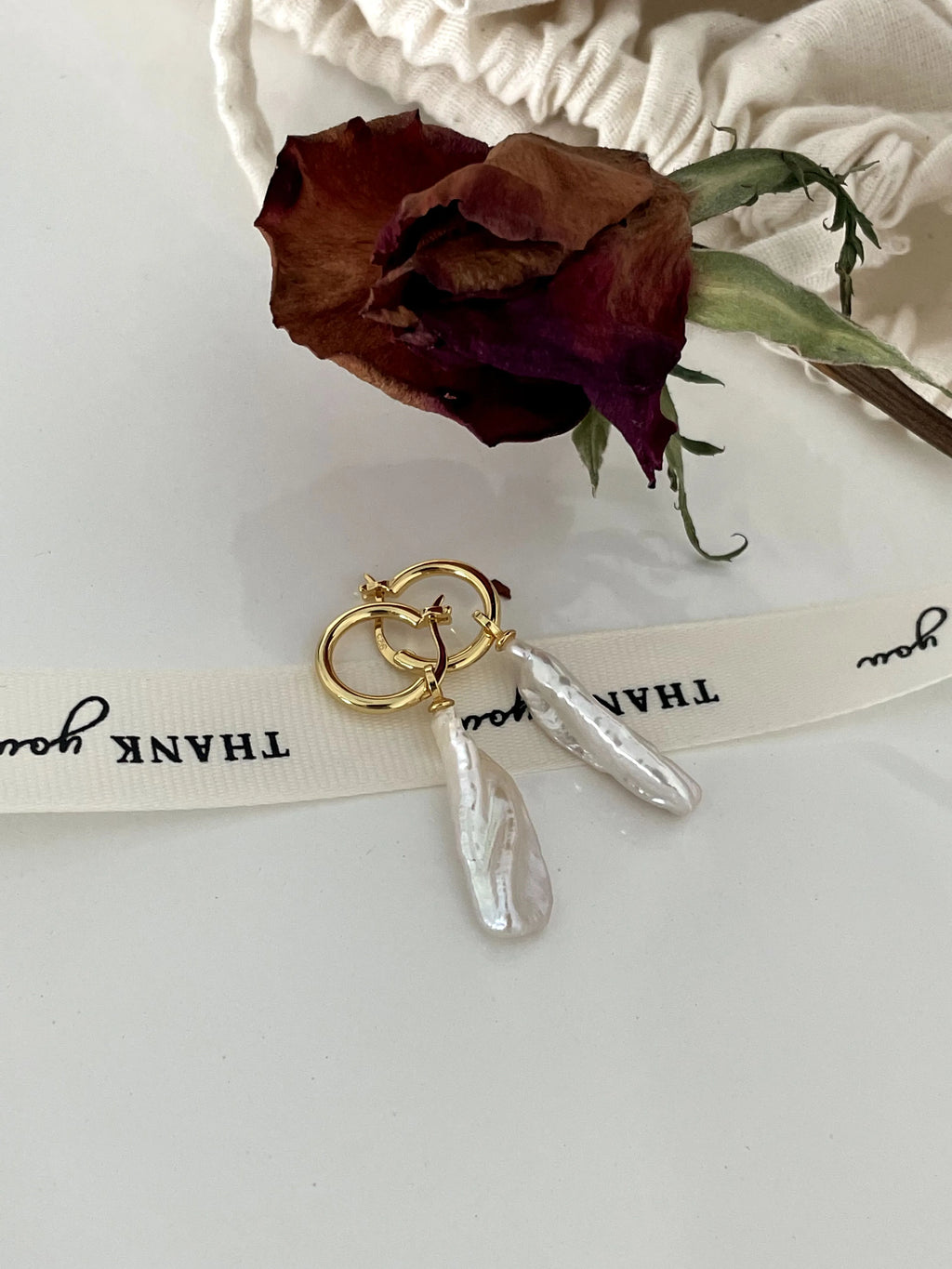 Irregular Bar  Baroque Pearl Drop Hoops