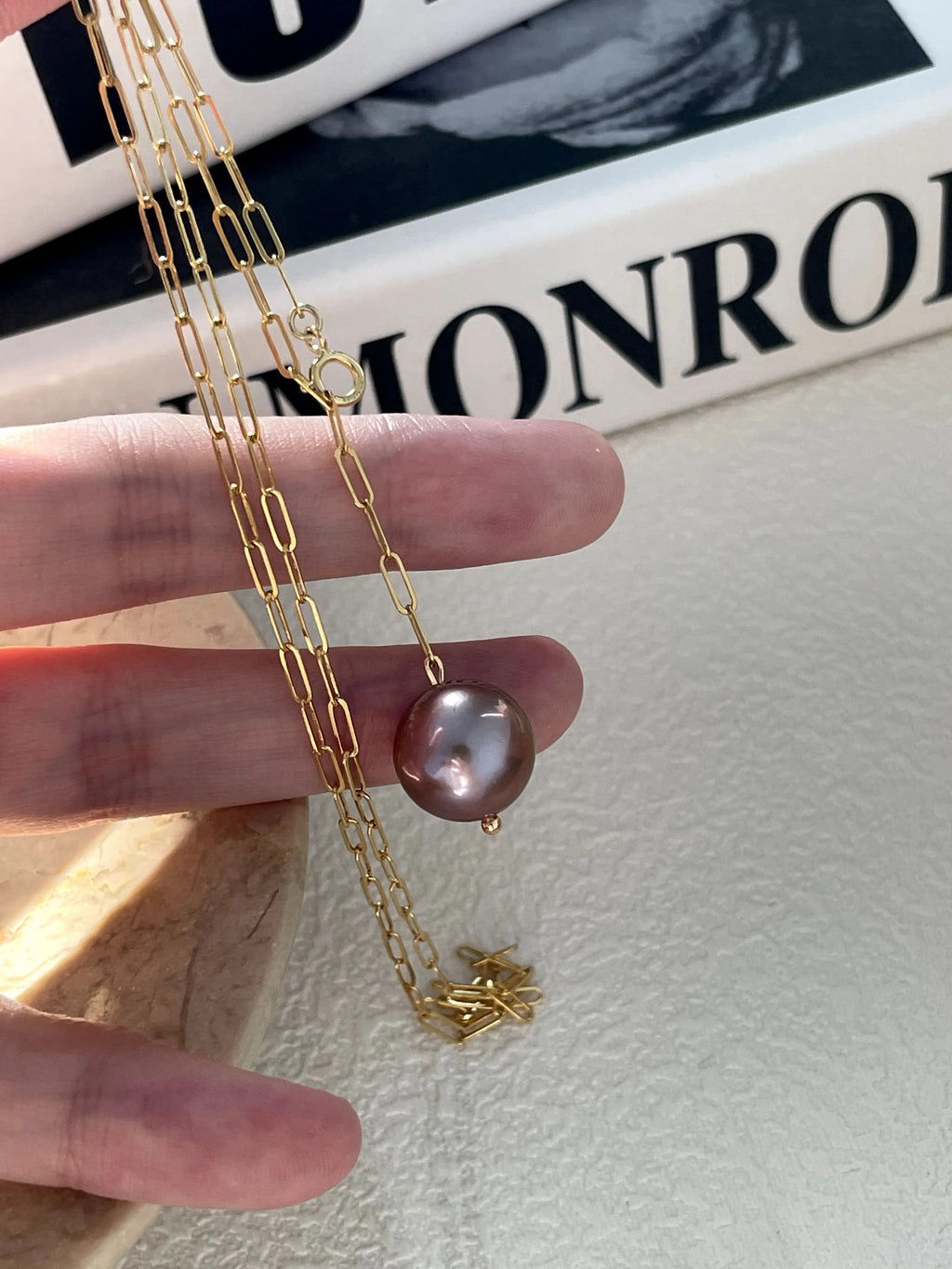 Purple Grape Pearl Drop Necklace