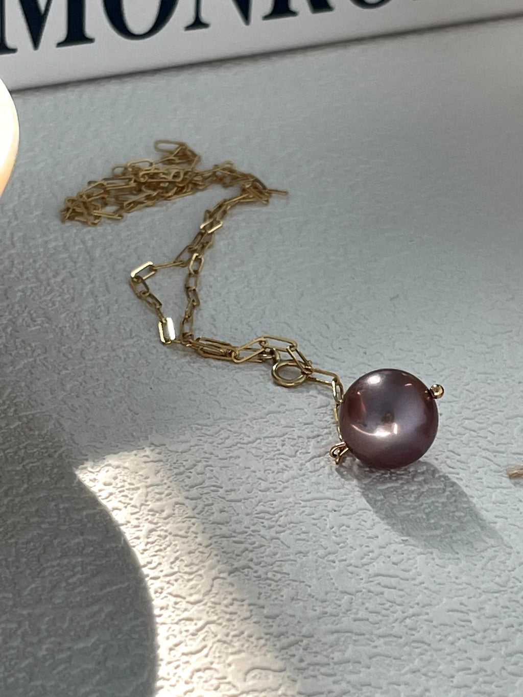 Purple Grape Pearl Drop Necklace