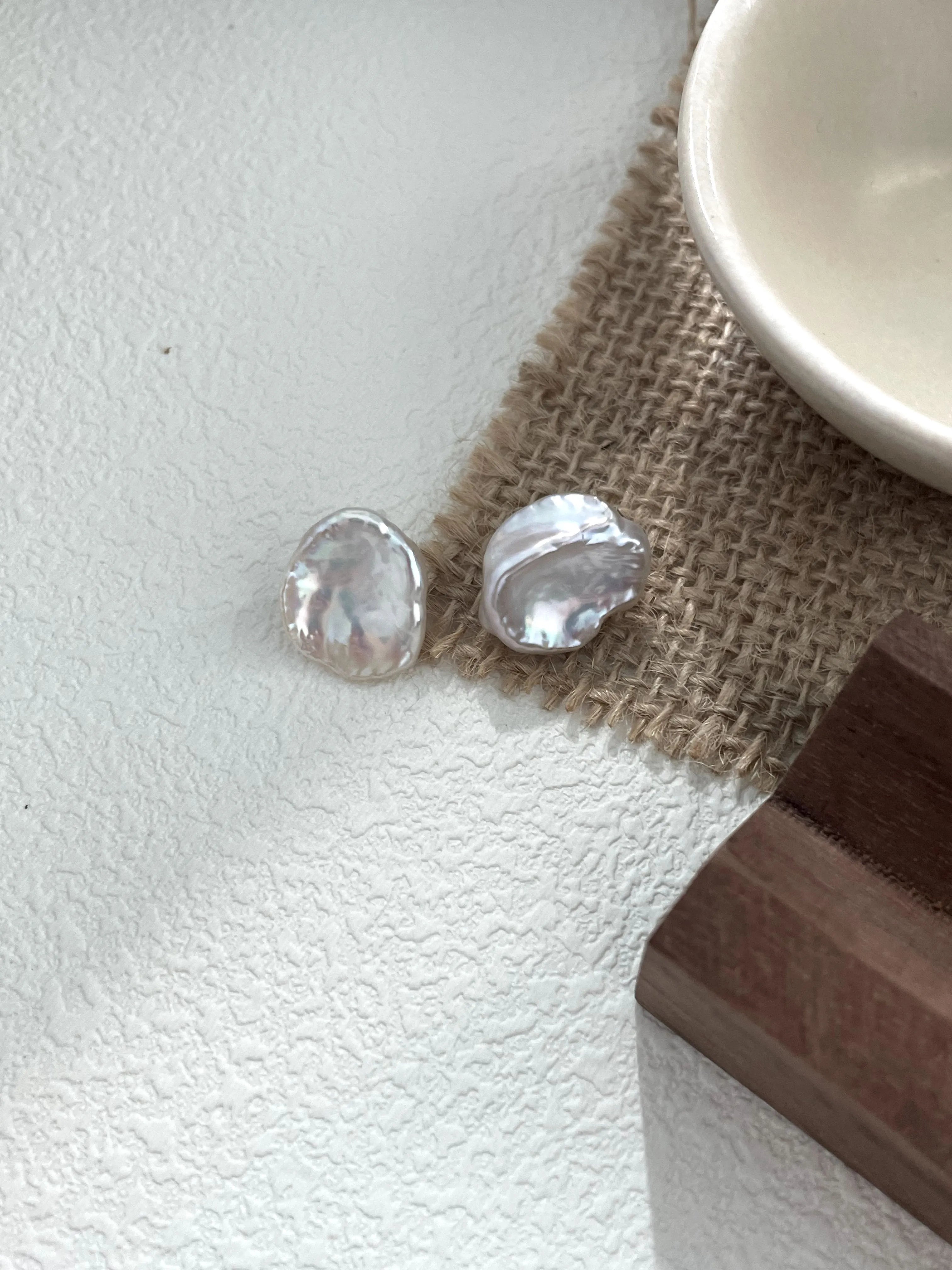 Petal Pearl Stud Earrings, Sterling Silver