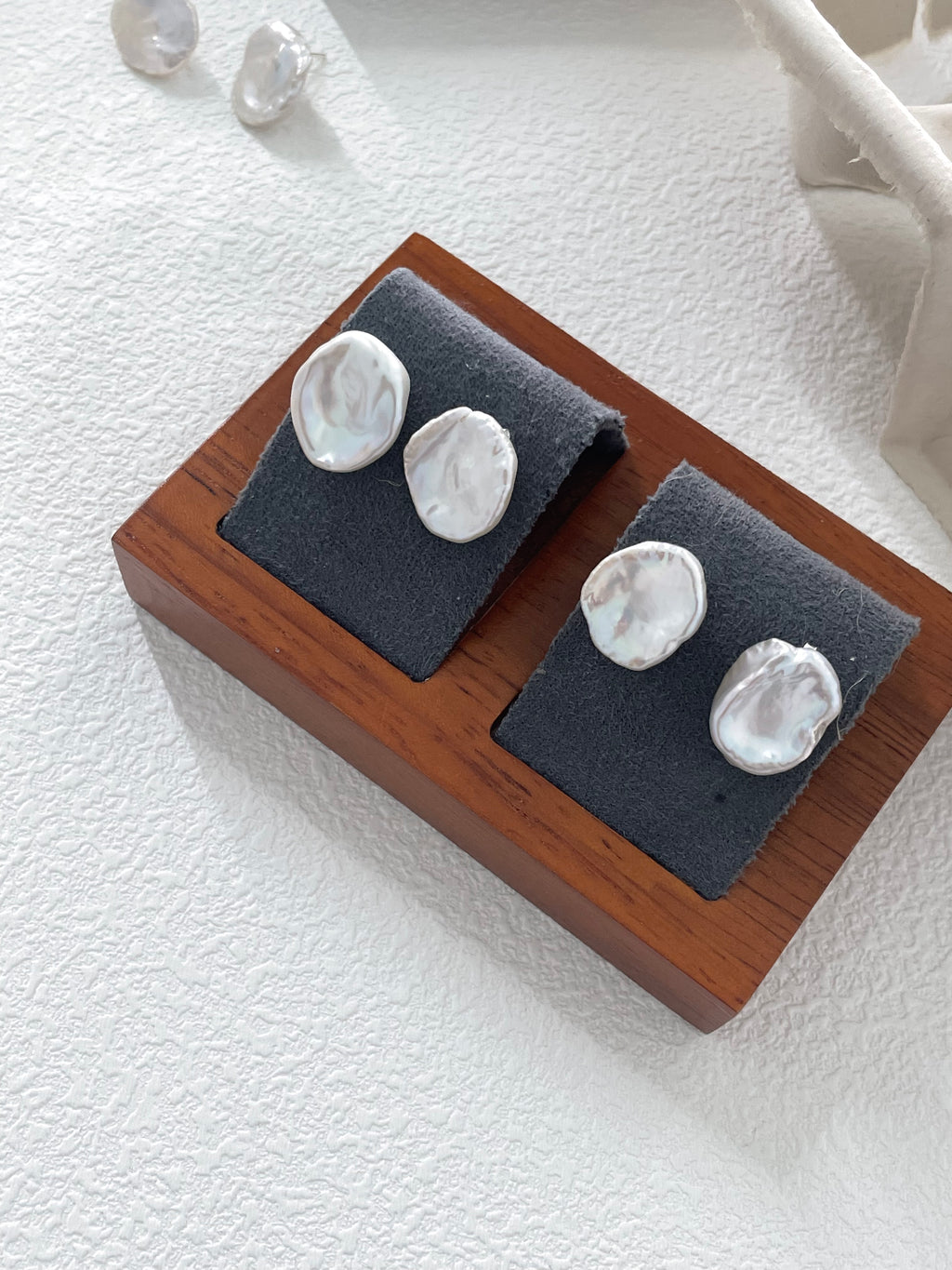 Petal Pearl Stud Earrings, Sterling Silver