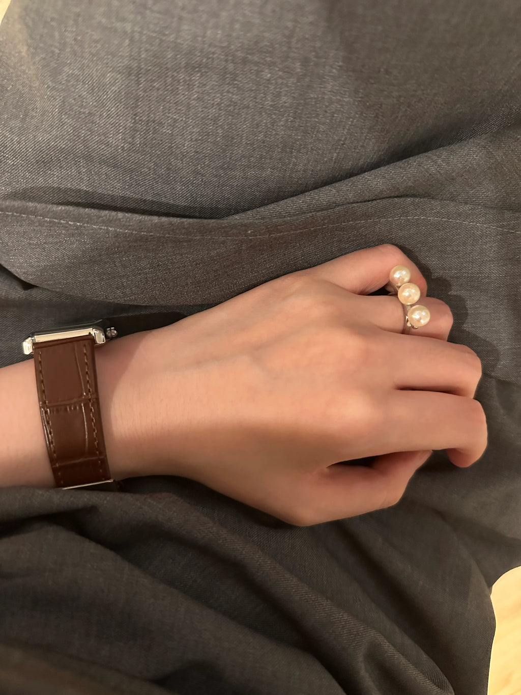 Triple Pearl Whisper Ring