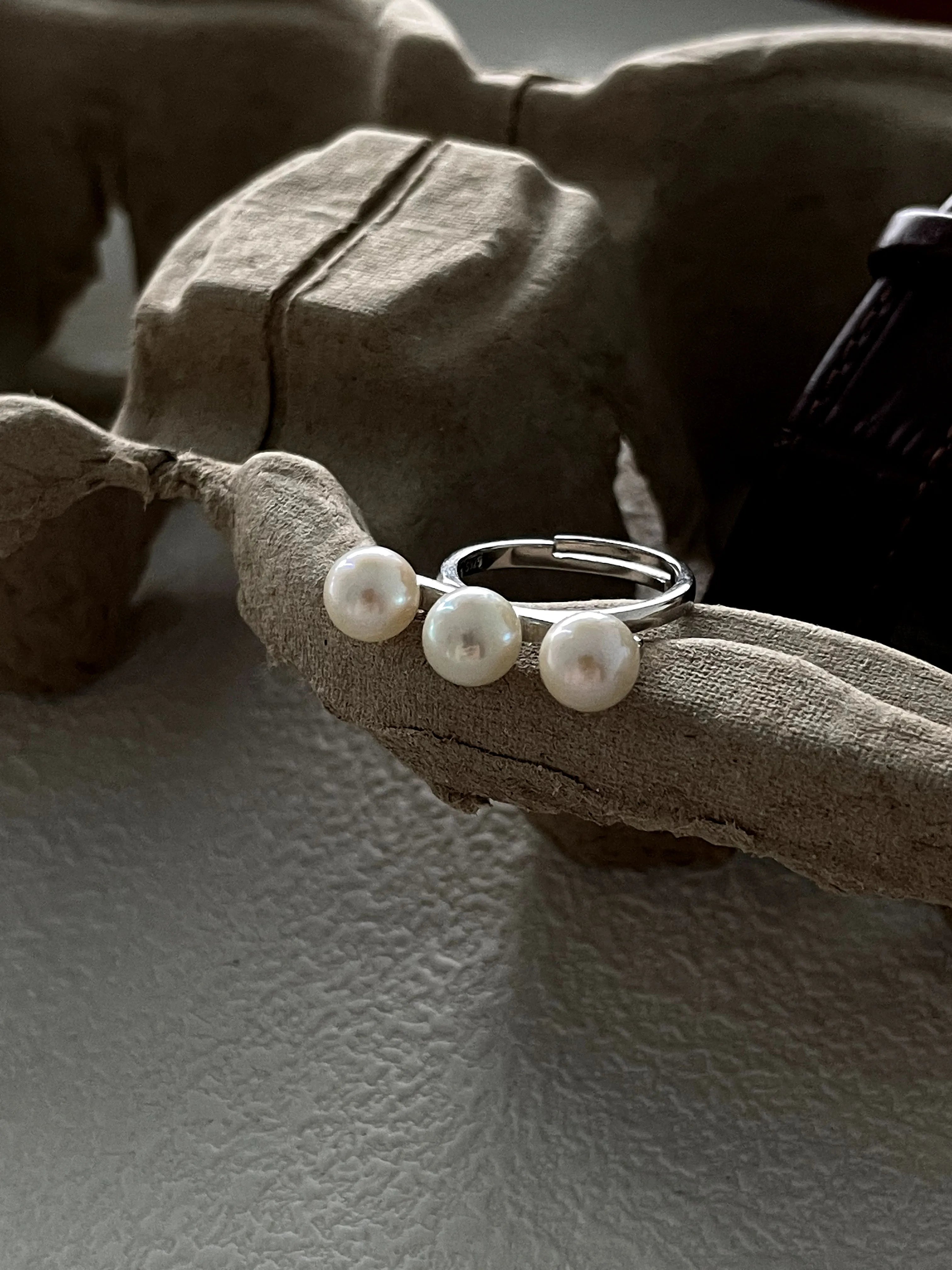 Triple Pearl Whisper Ring