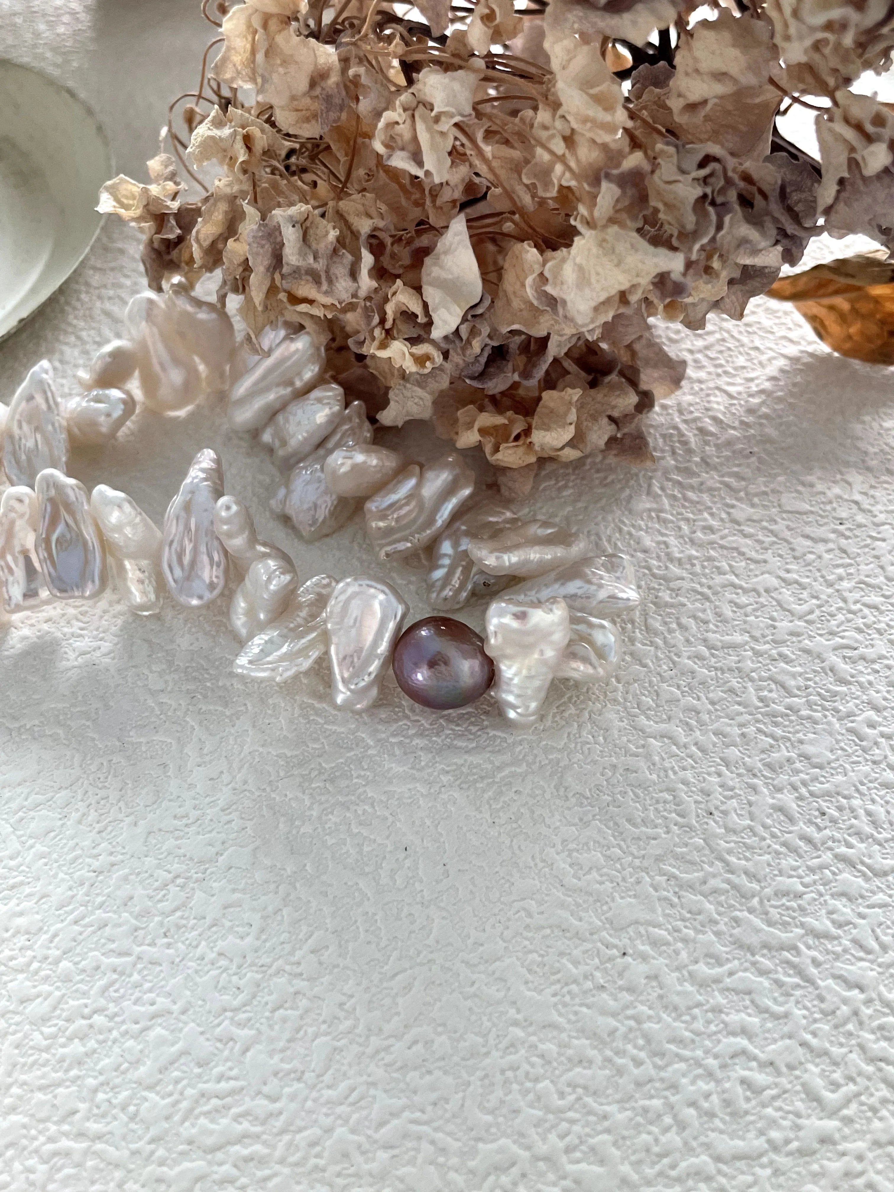 Sun Flower Baroque Pearls Necklace