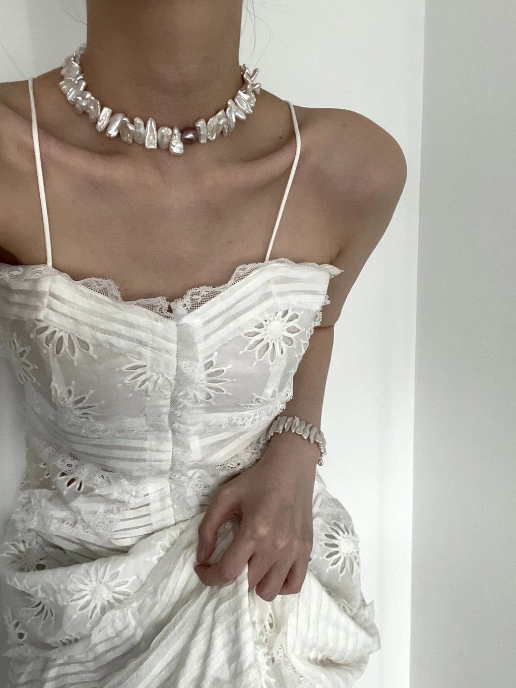 Sun Flower Baroque Pearls Necklace