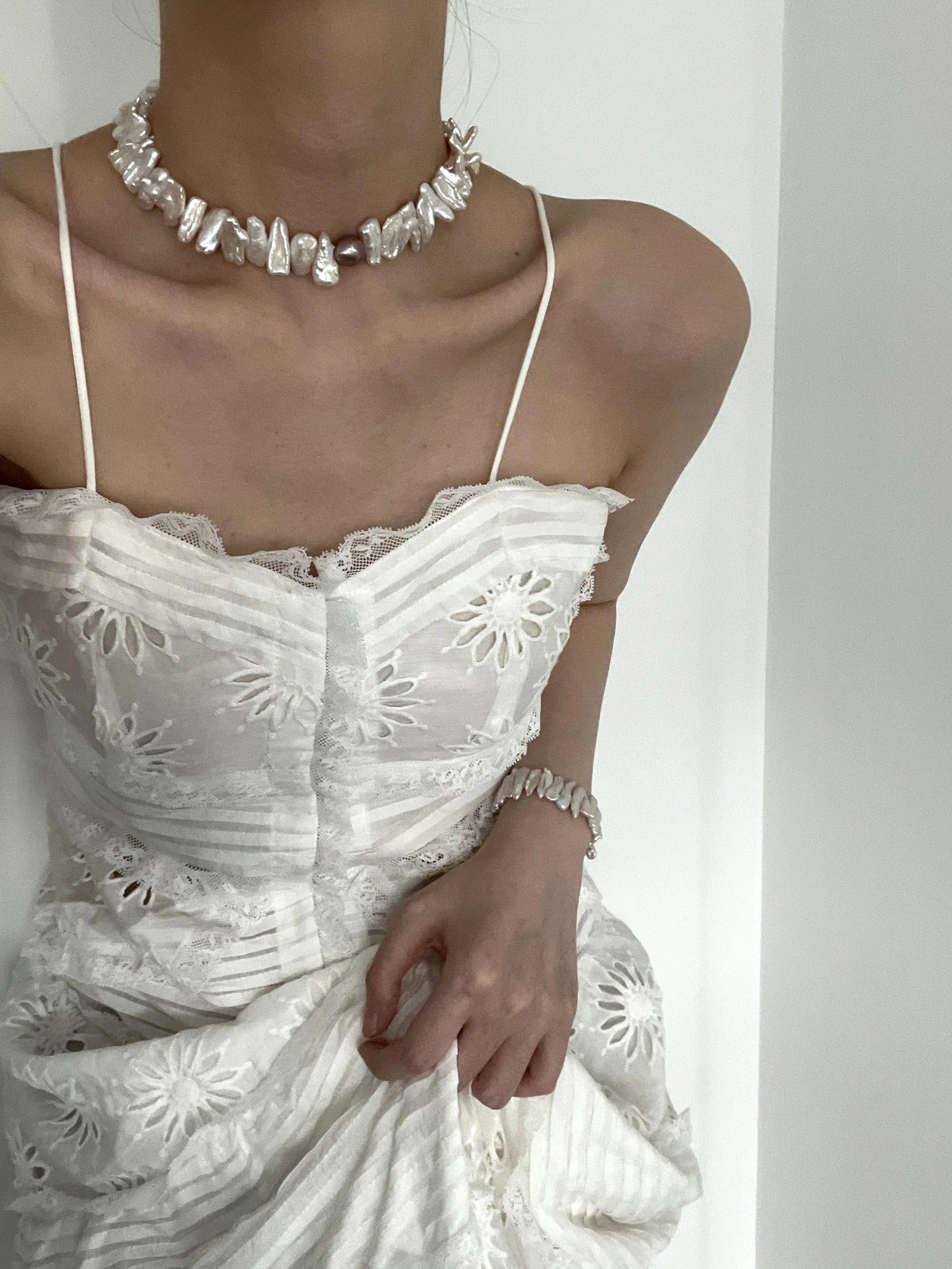 Sun Flower Baroque Pearls Necklace