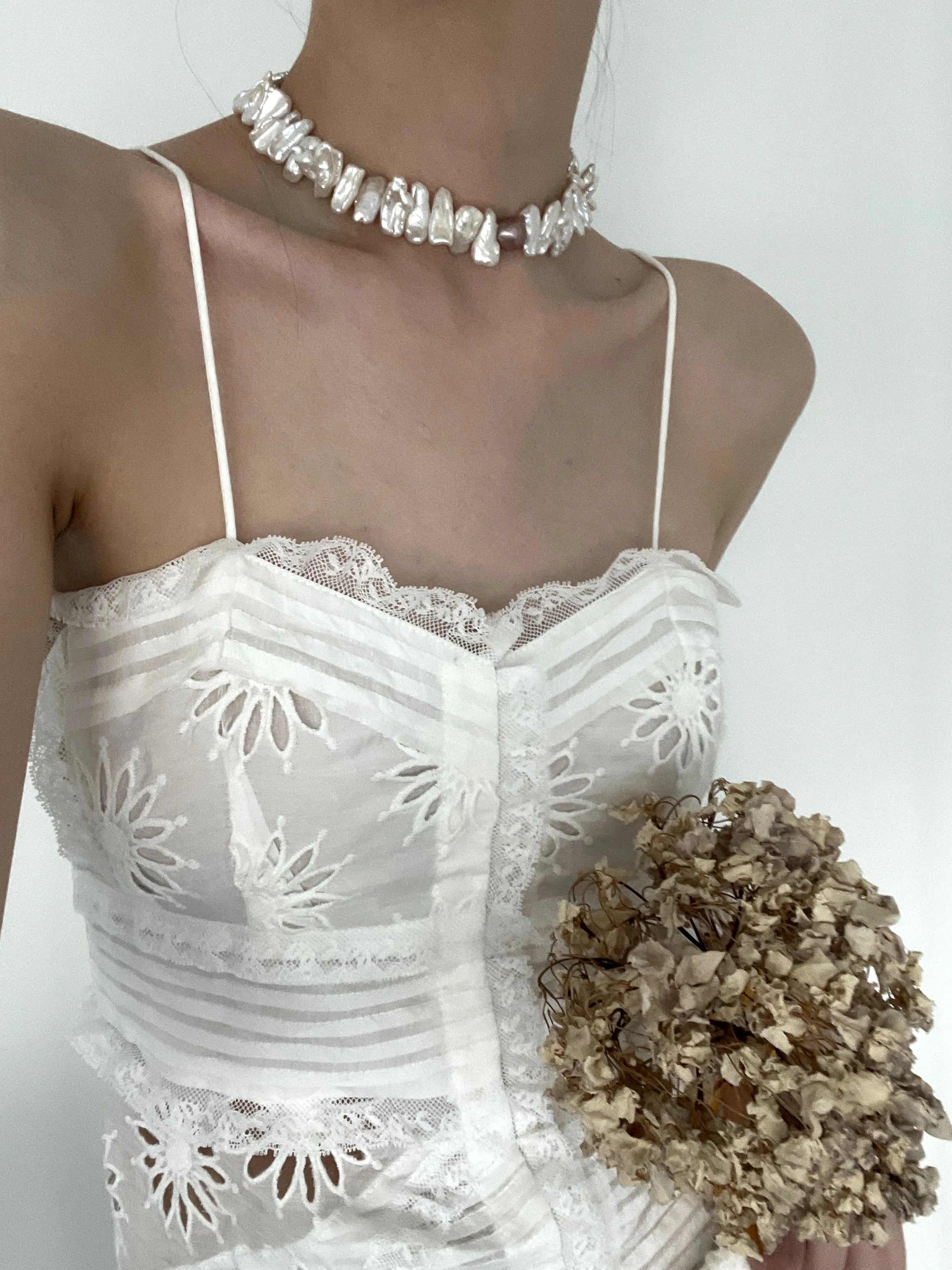 Sun Flower Baroque Pearls Necklace