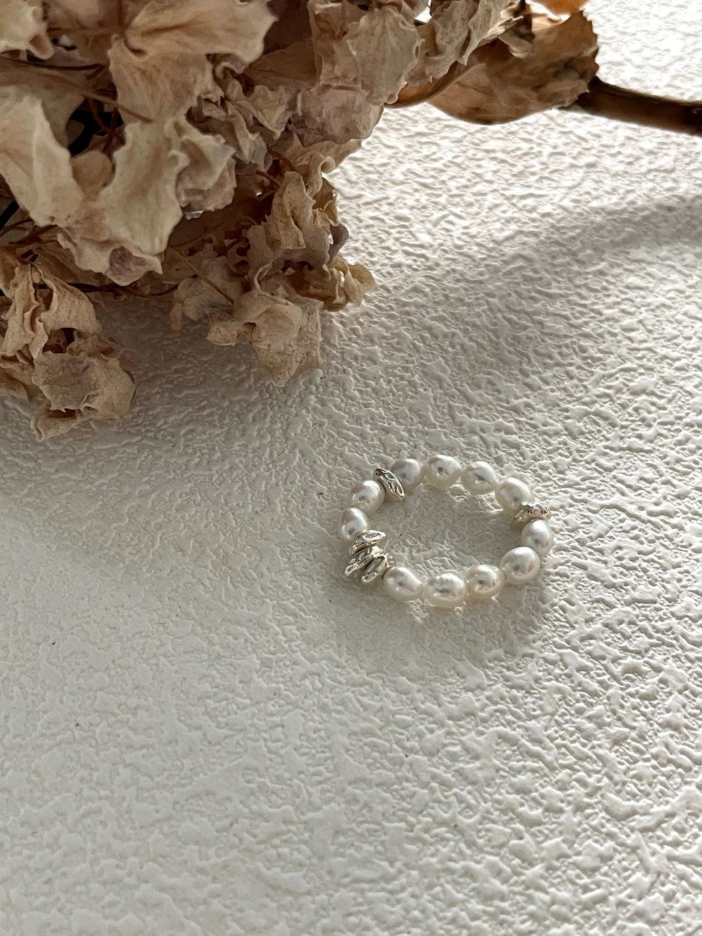 Irregular mini Baroque Pearl silver ring