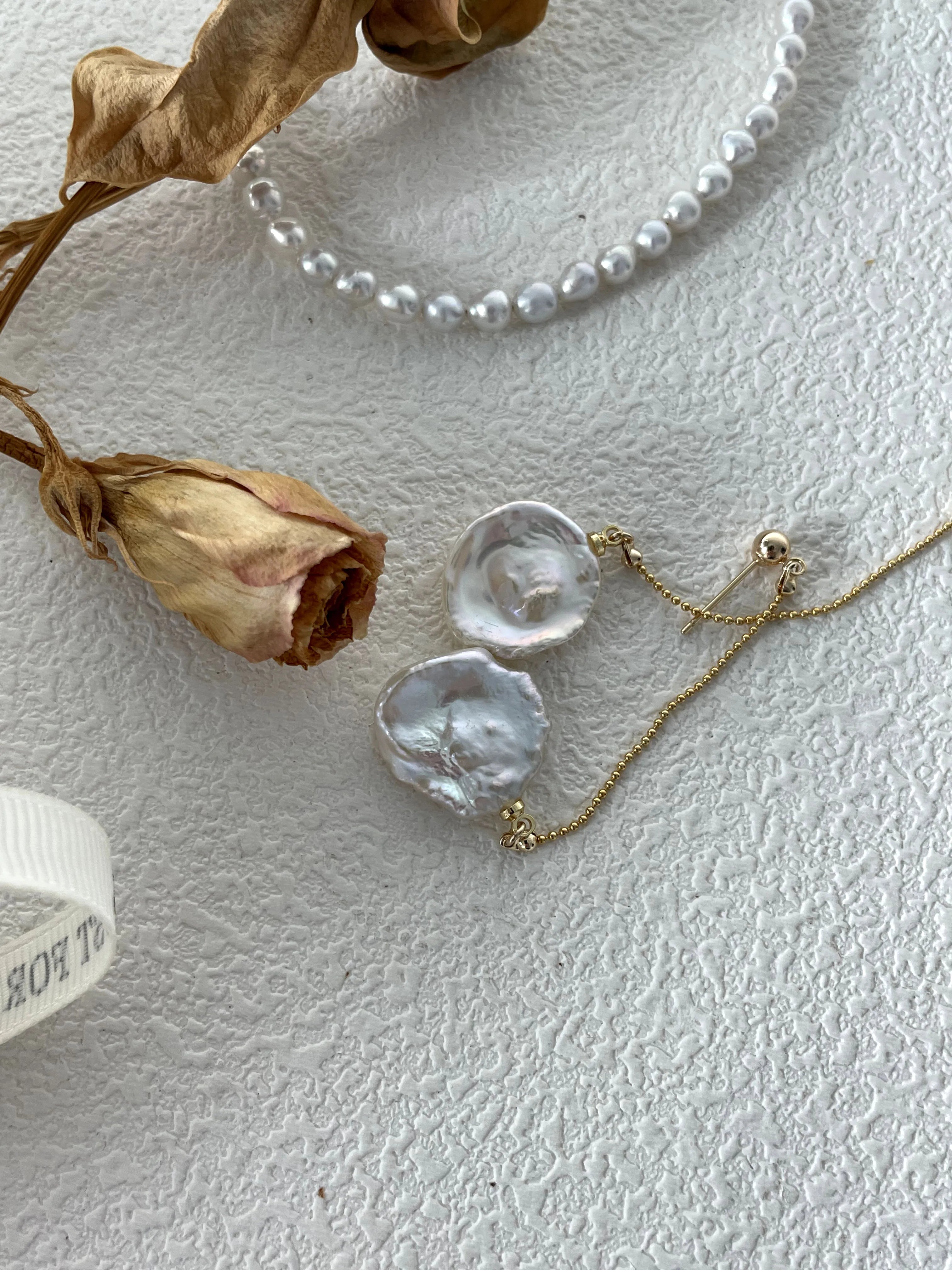 Petal Whisper Drop Pearl Earrings