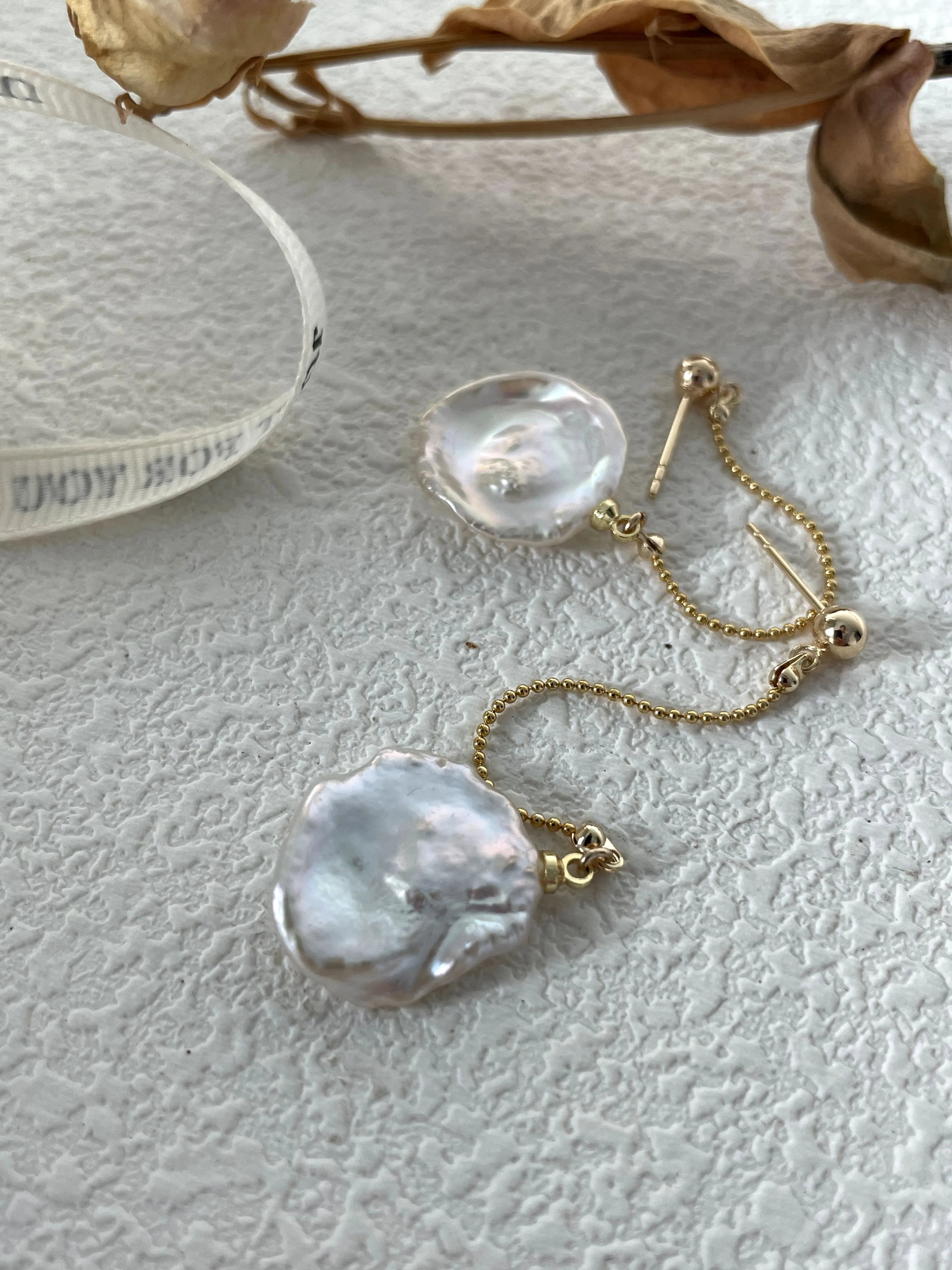 Petal Whisper Drop Pearl Earrings