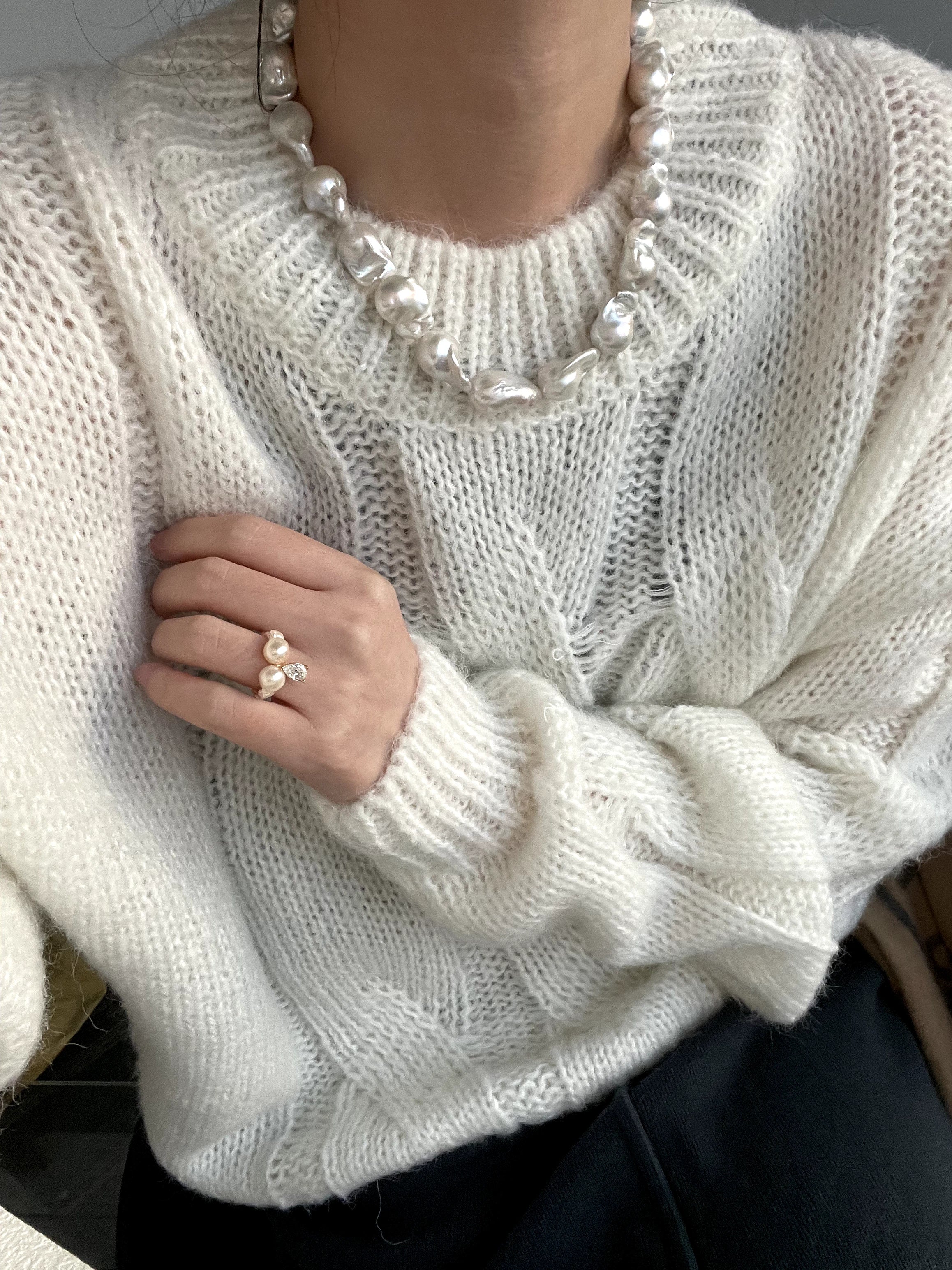 Beaded String Baroque Pearls Necklace