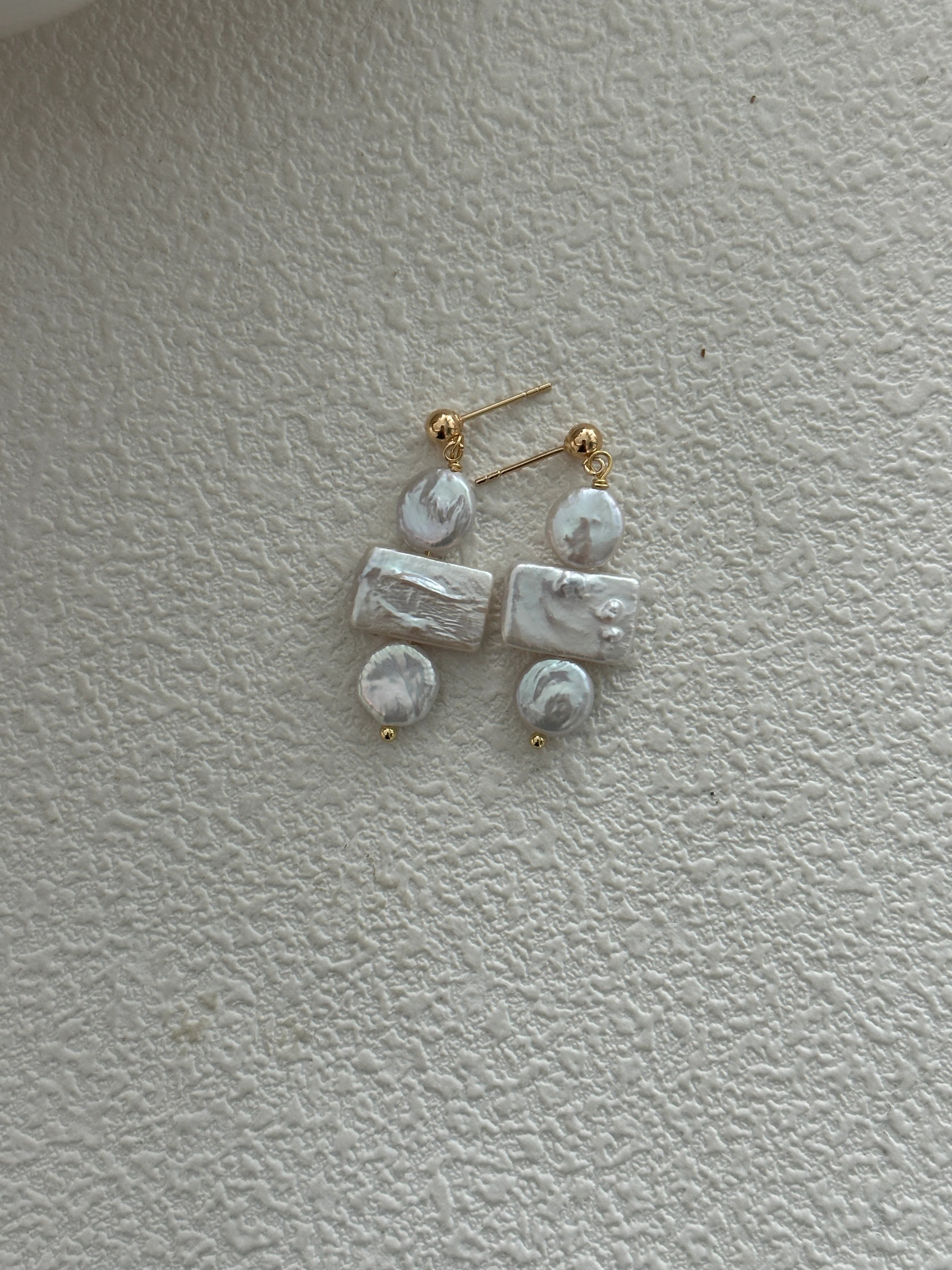 Geometric Square & Round Baroque Pearl Drops