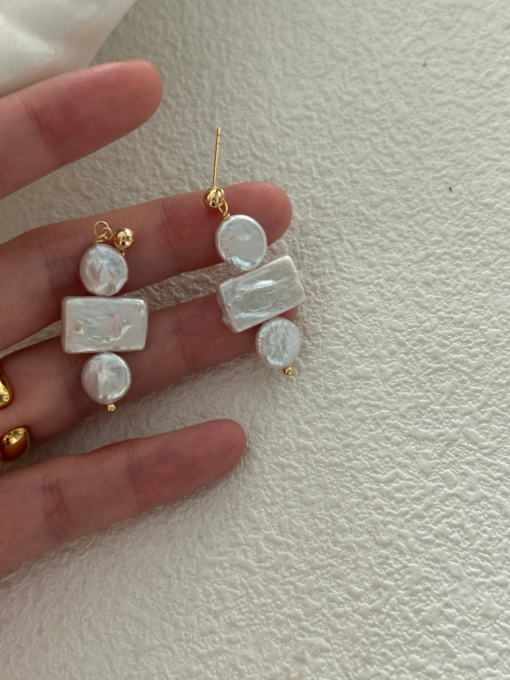 Geometric Square & Round Baroque Pearl Drops