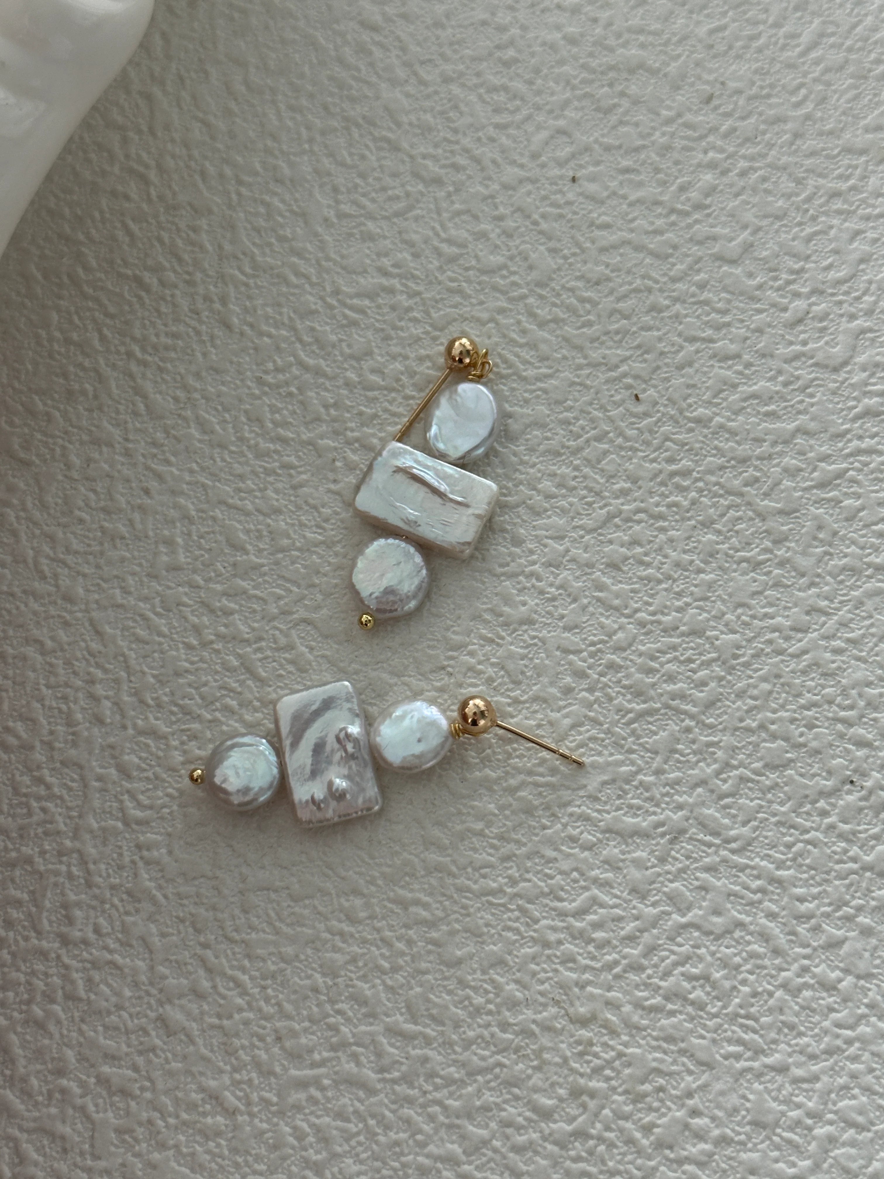Geometric Square & Round Baroque Pearl Drops