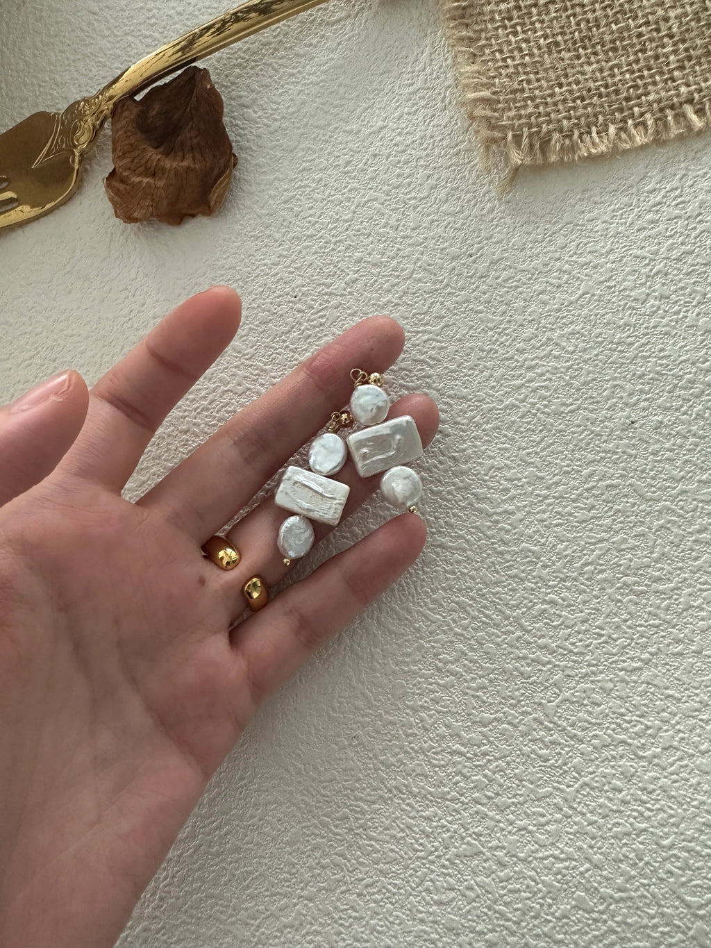 Geometric Square & Round Baroque Pearl Drops