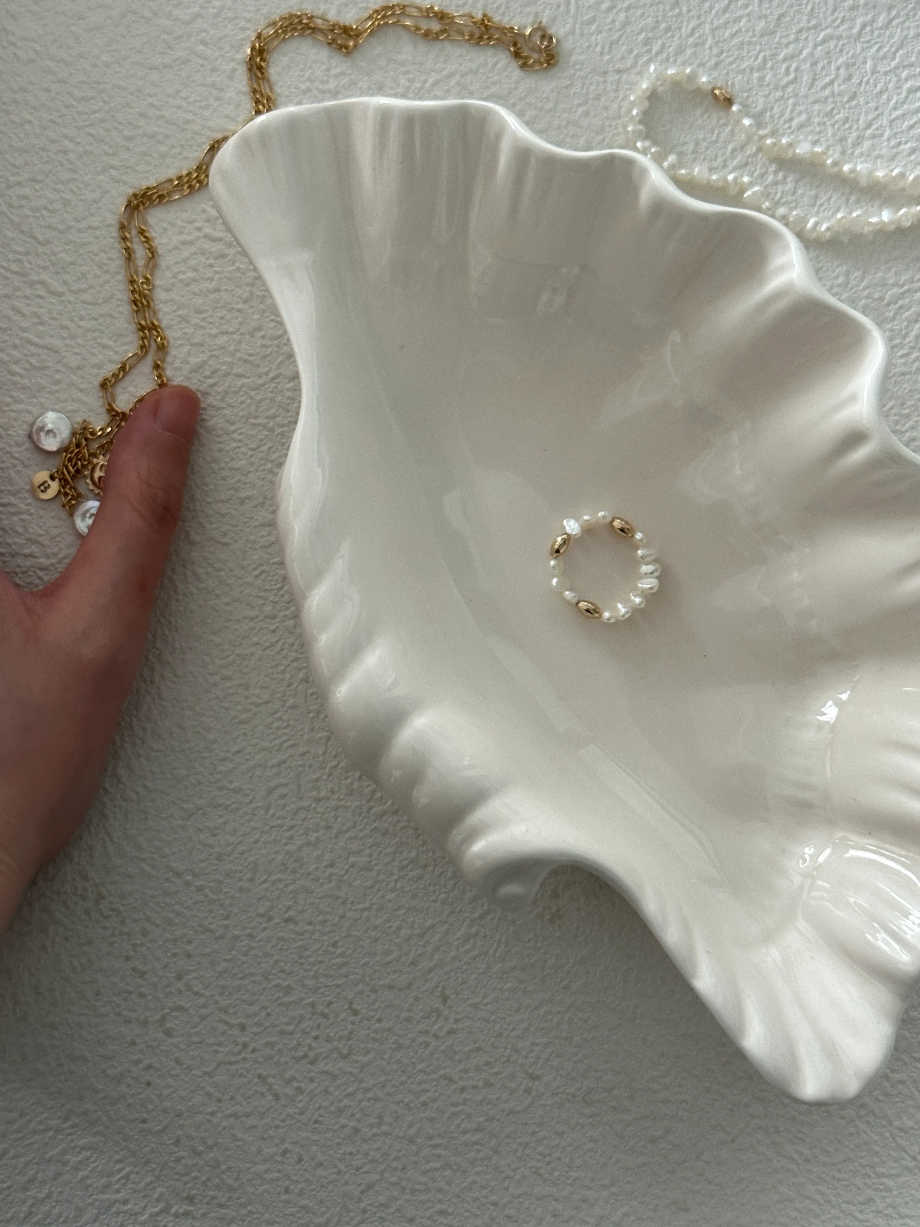 Gilded Pearl Cluster Loop Ring