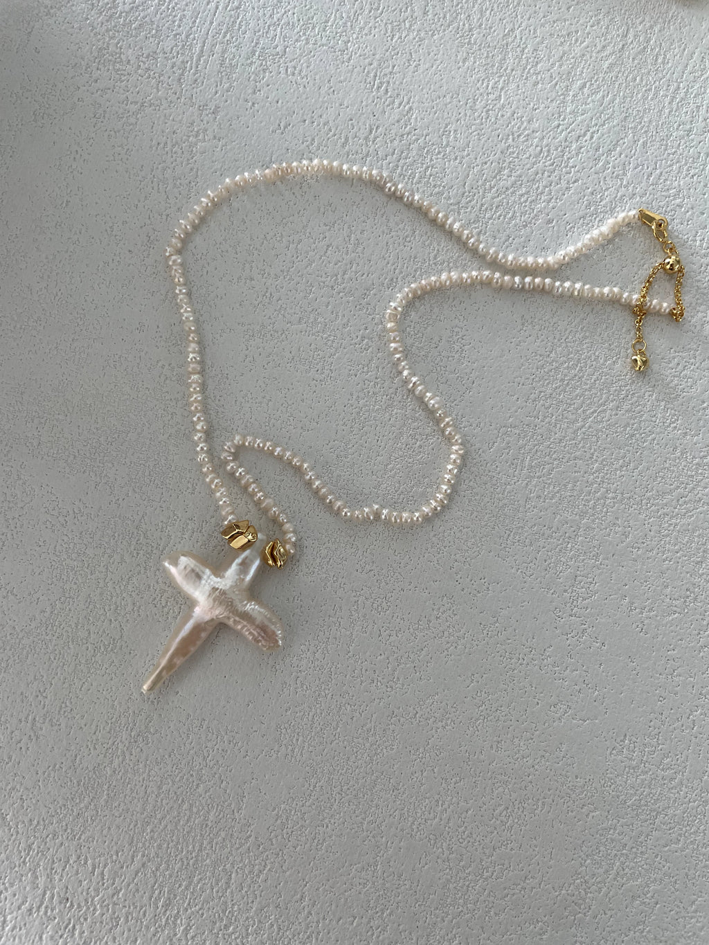 Holy Cross Baroque Beaded Pearls Necklace