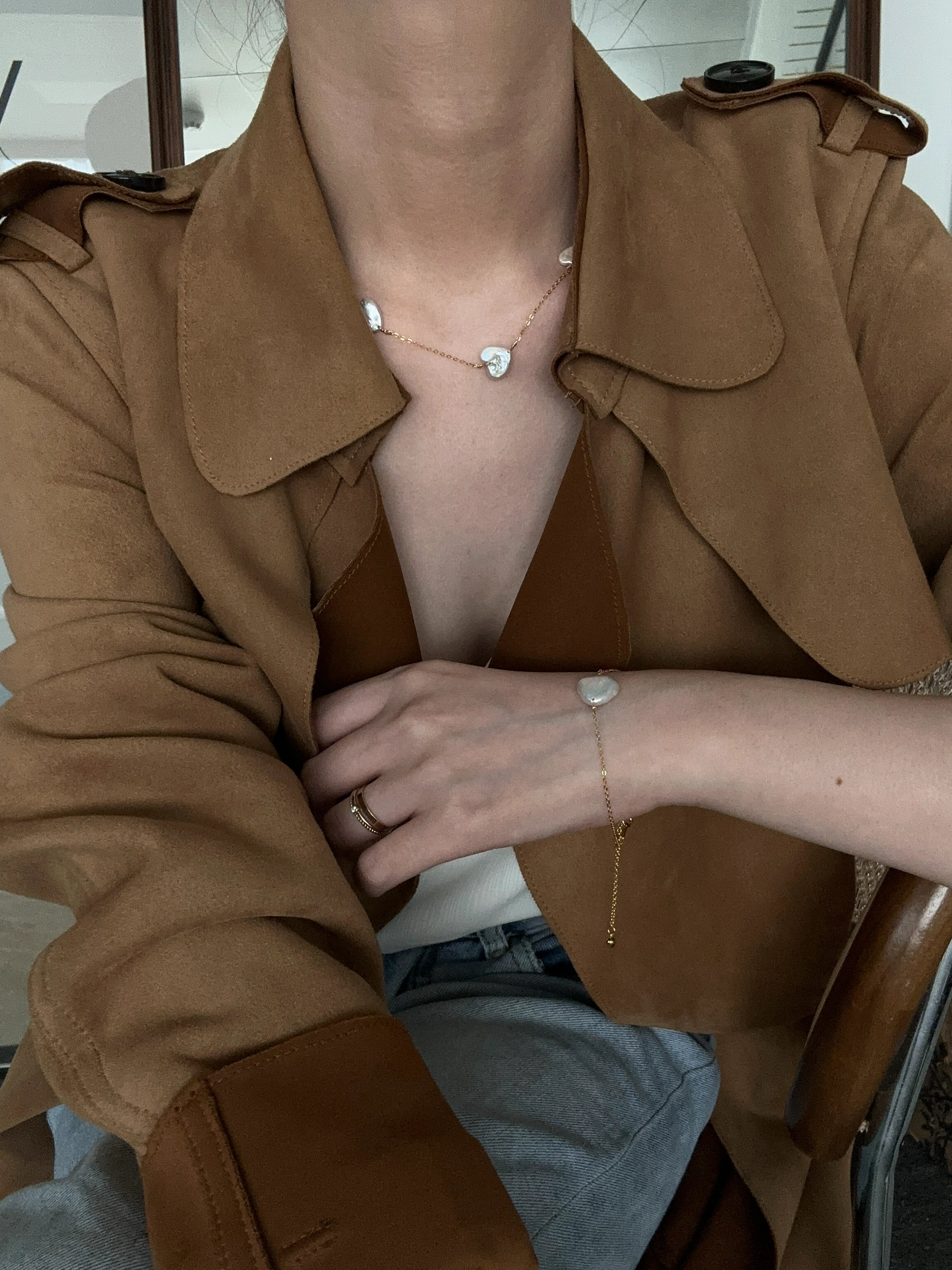 Little Heart Baroque Pearl Bracelet Gold Plated