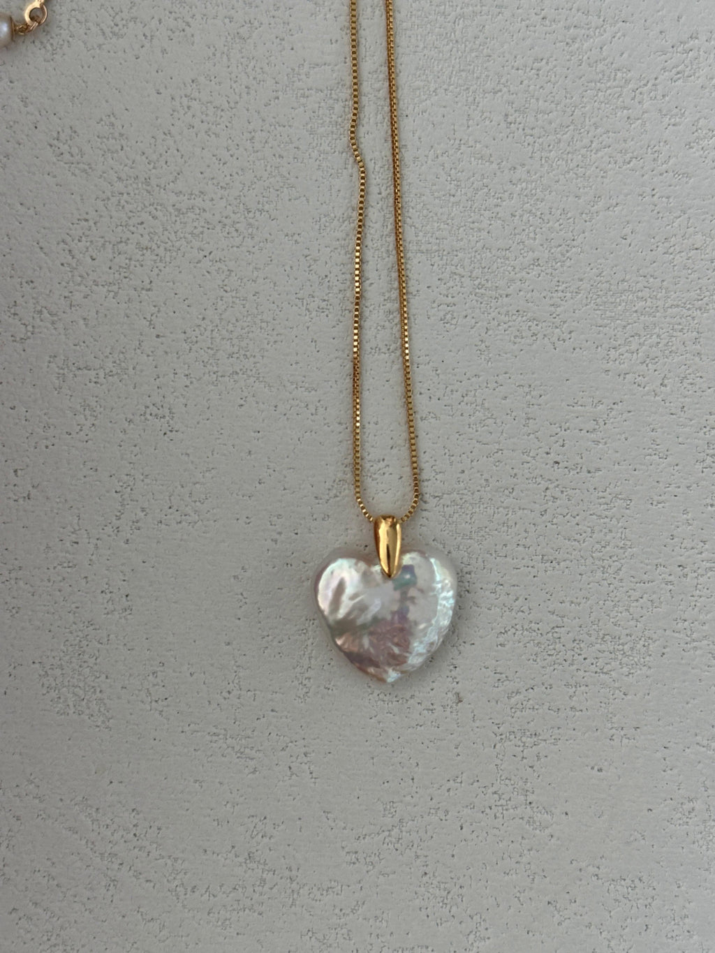 Tiny  Baroque Pearl Heart Charm Necklace