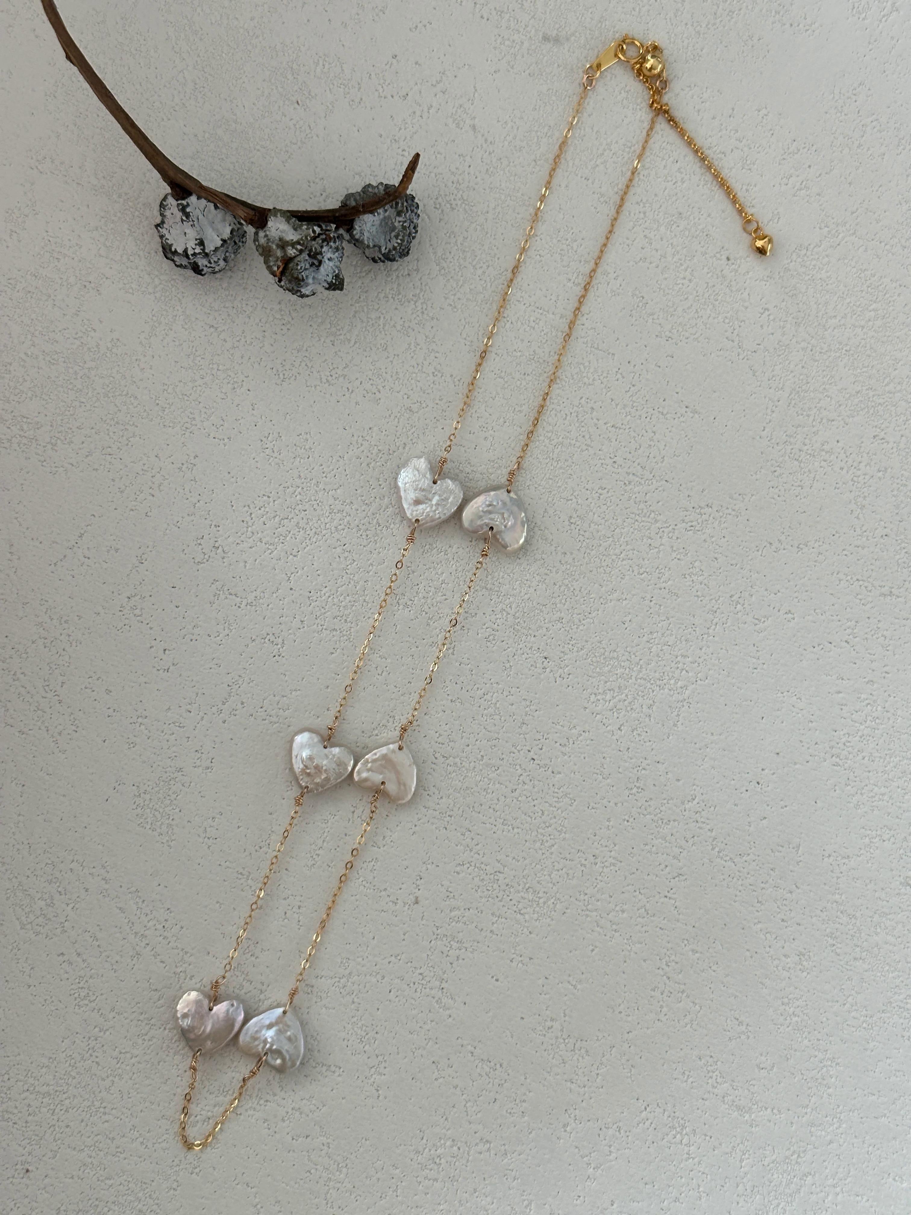 Pearlescent Heart Trail Necklace