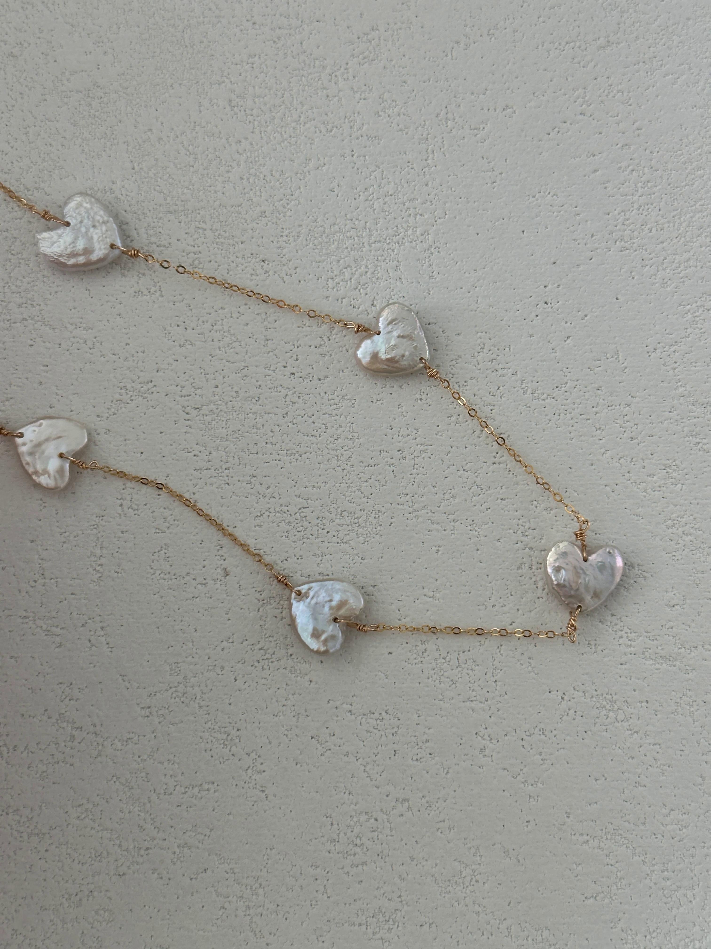 Pearlescent Heart Trail Necklace