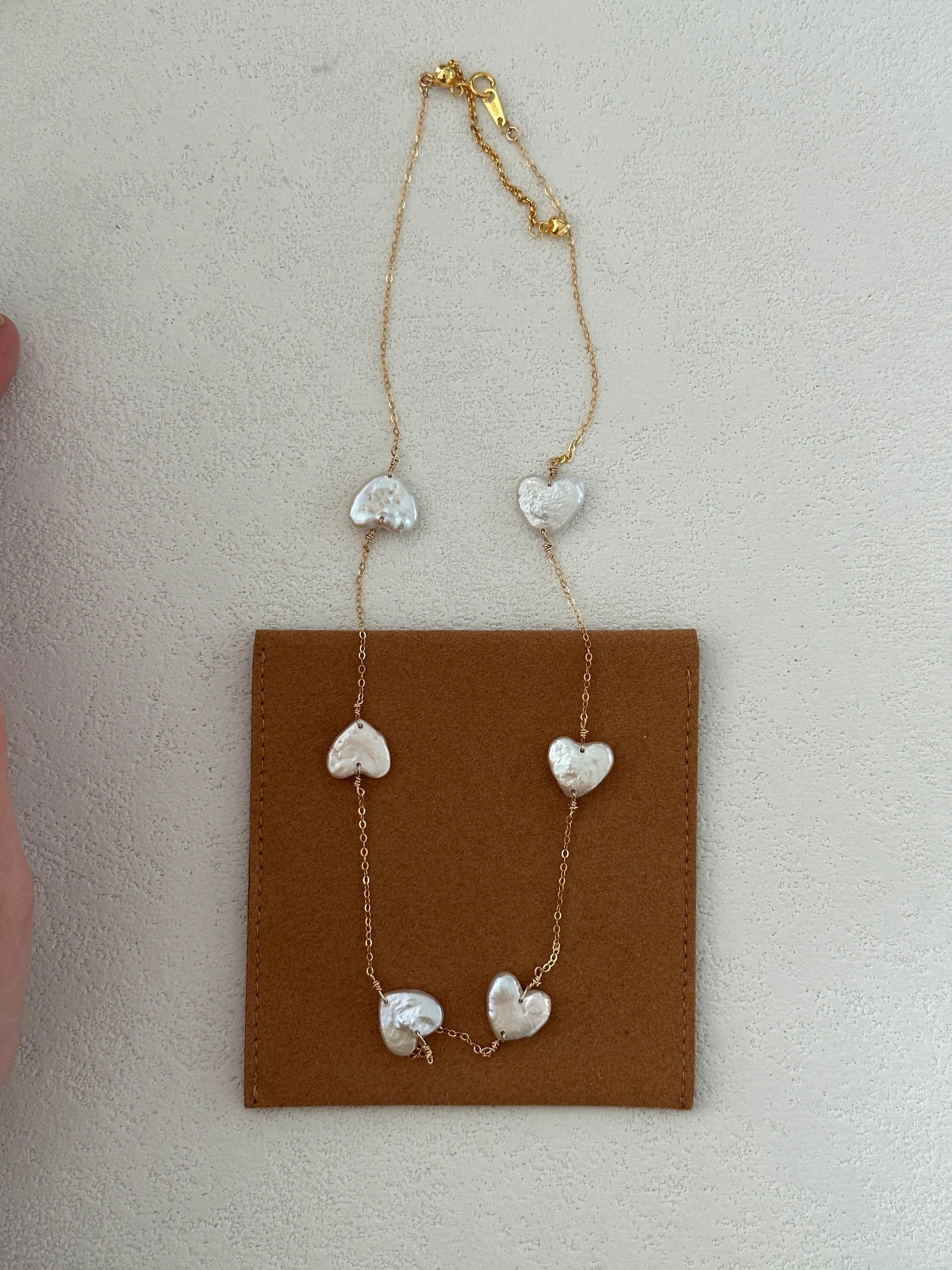Pearlescent Heart Trail Necklace