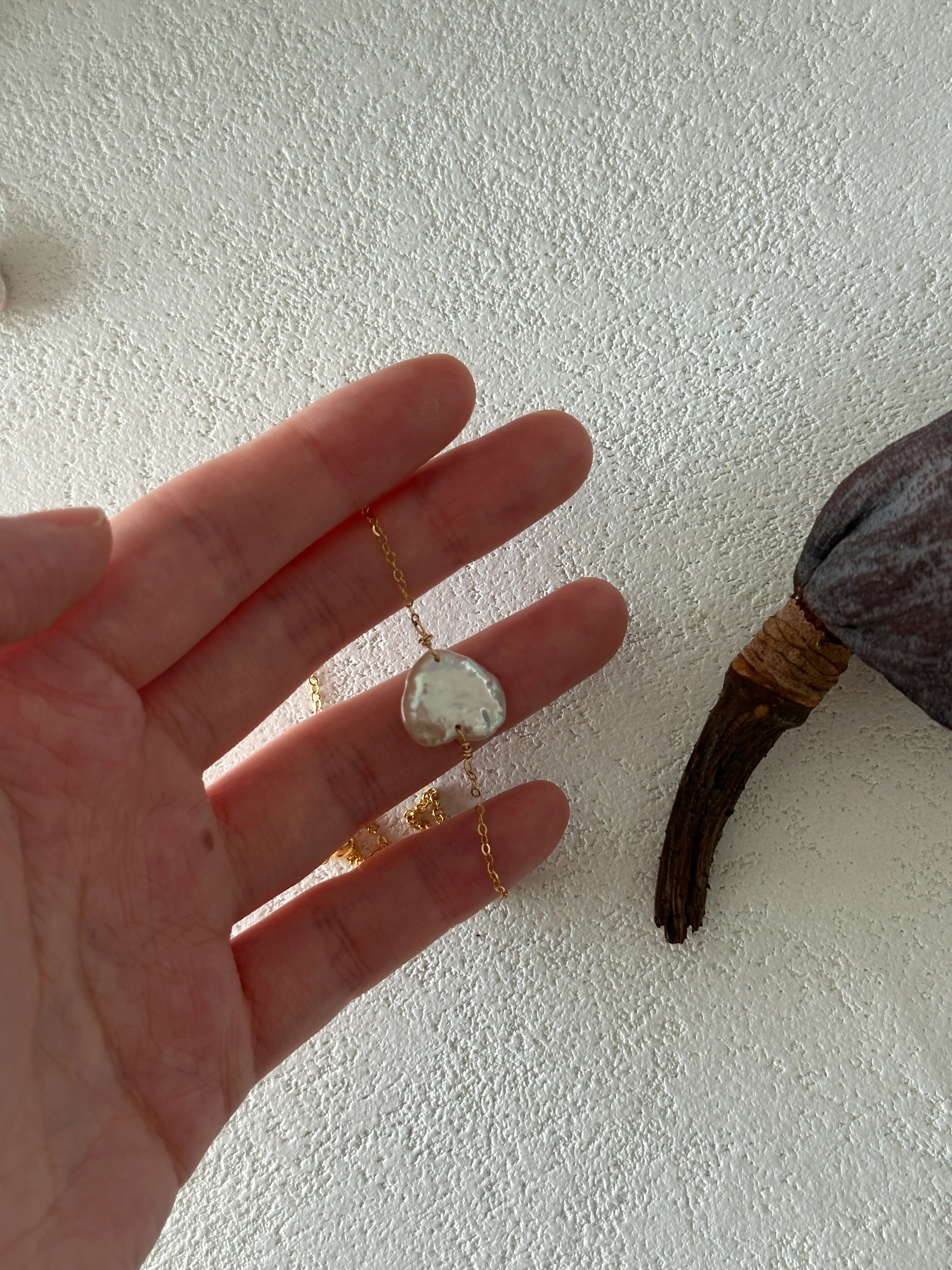 Little Heart Baroque Pearl Bracelet Gold Plated