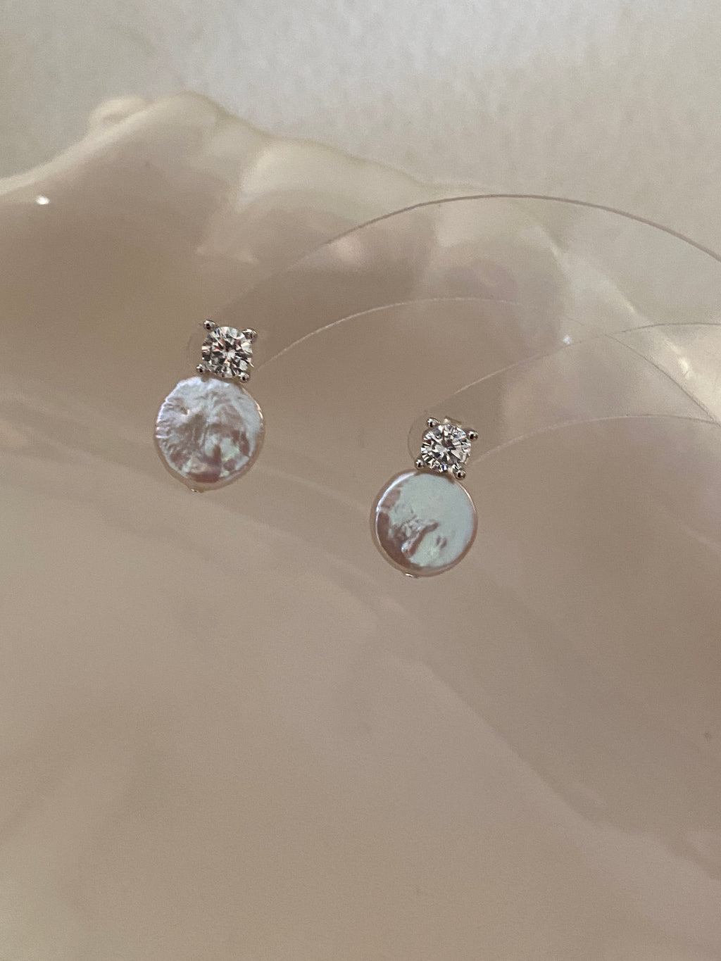 Athena's Baroque Disc Pearl  Diamond Drop