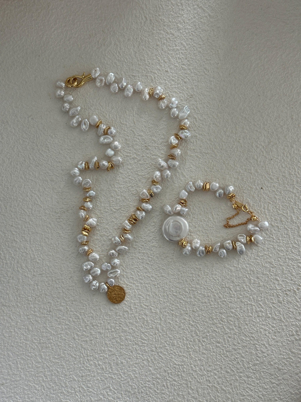 Baroque Pearl Keshi Gold Strand Collection Necklace