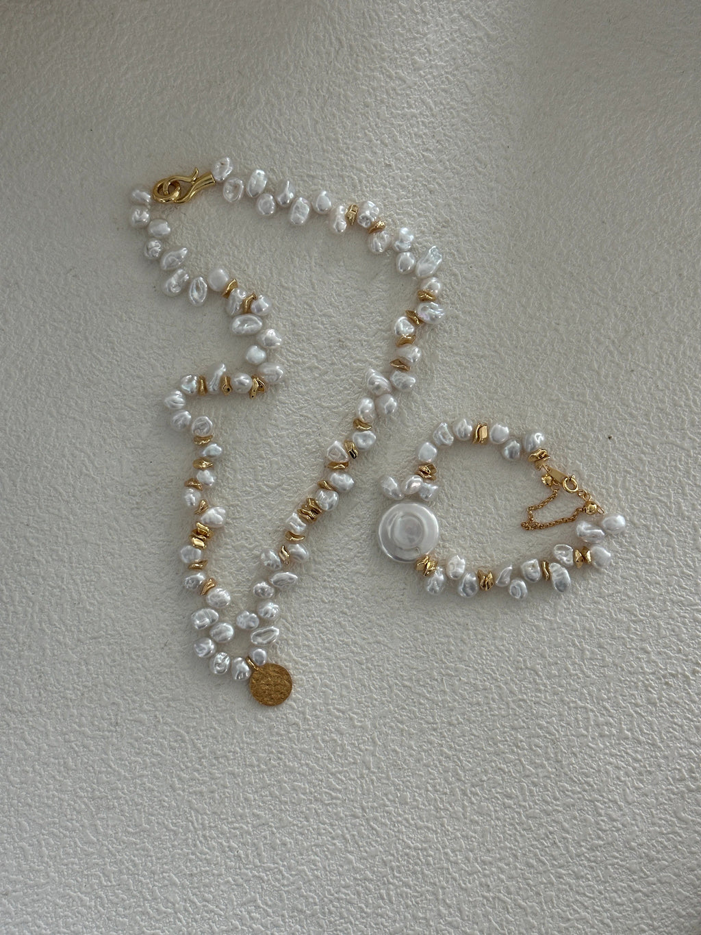 Baroque Pearl Keshi Gold Strand Collection Bracelet