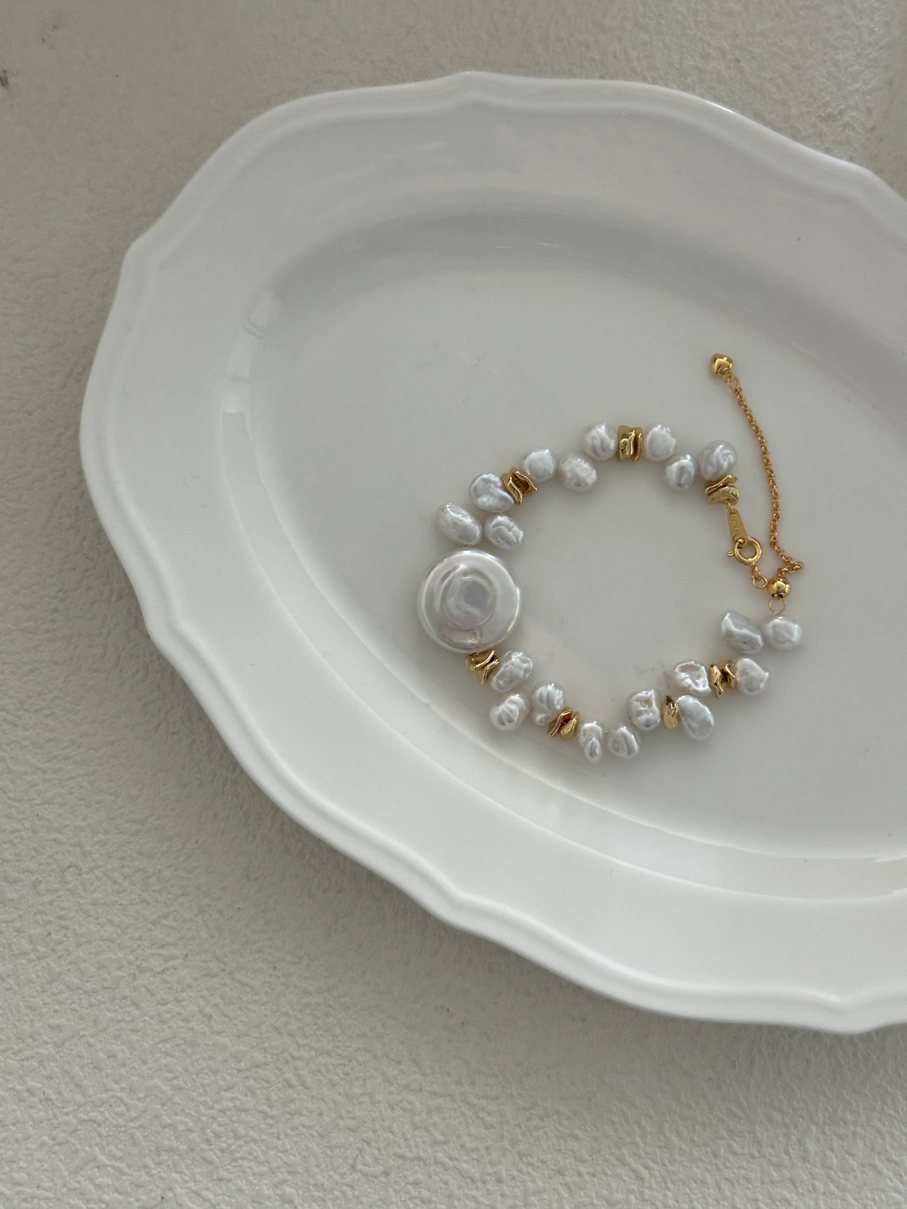 Baroque Pearl Keshi Gold Strand Collection Bracelet