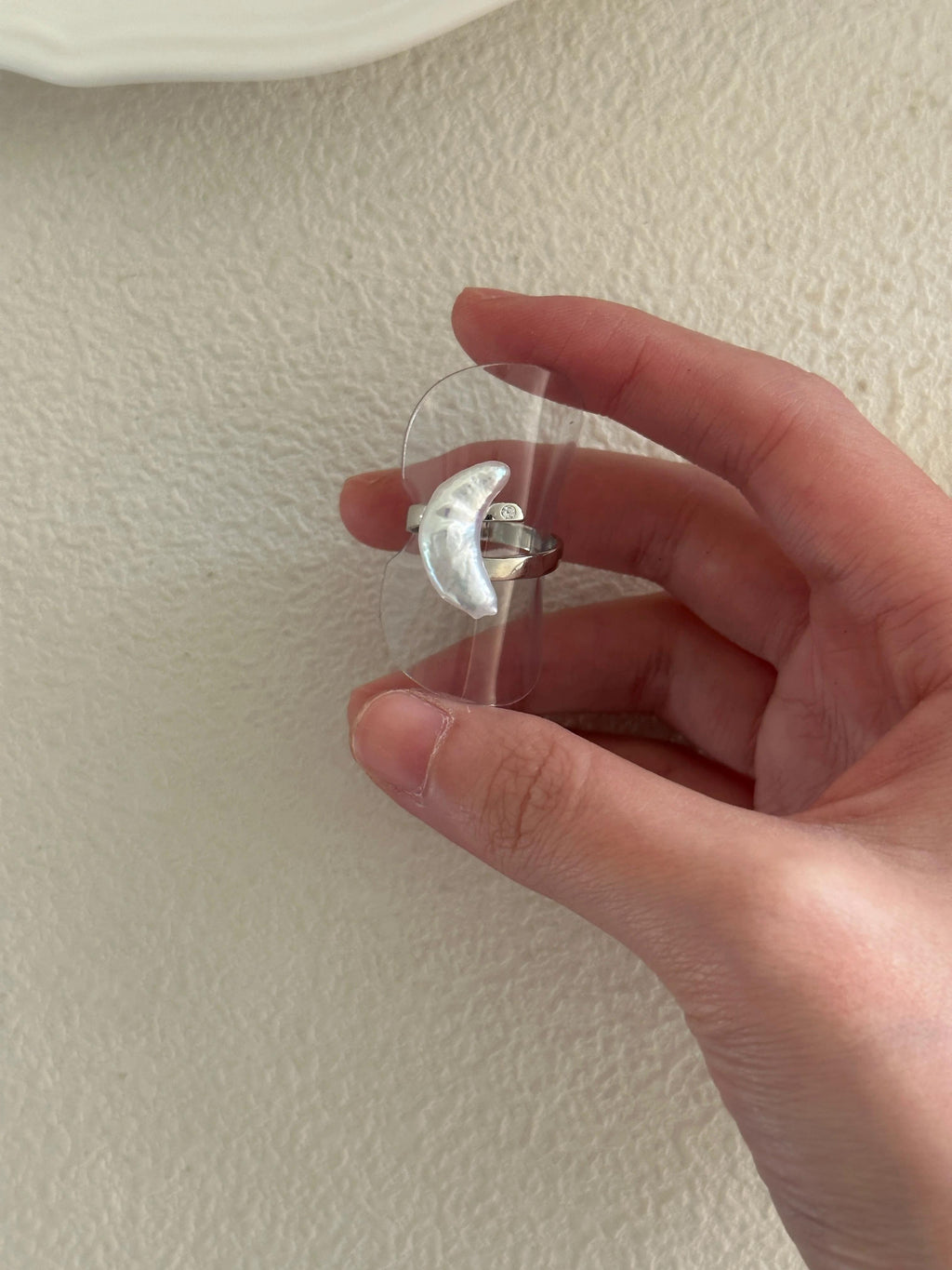 Silver Moonlet Baroque Pearl Ring