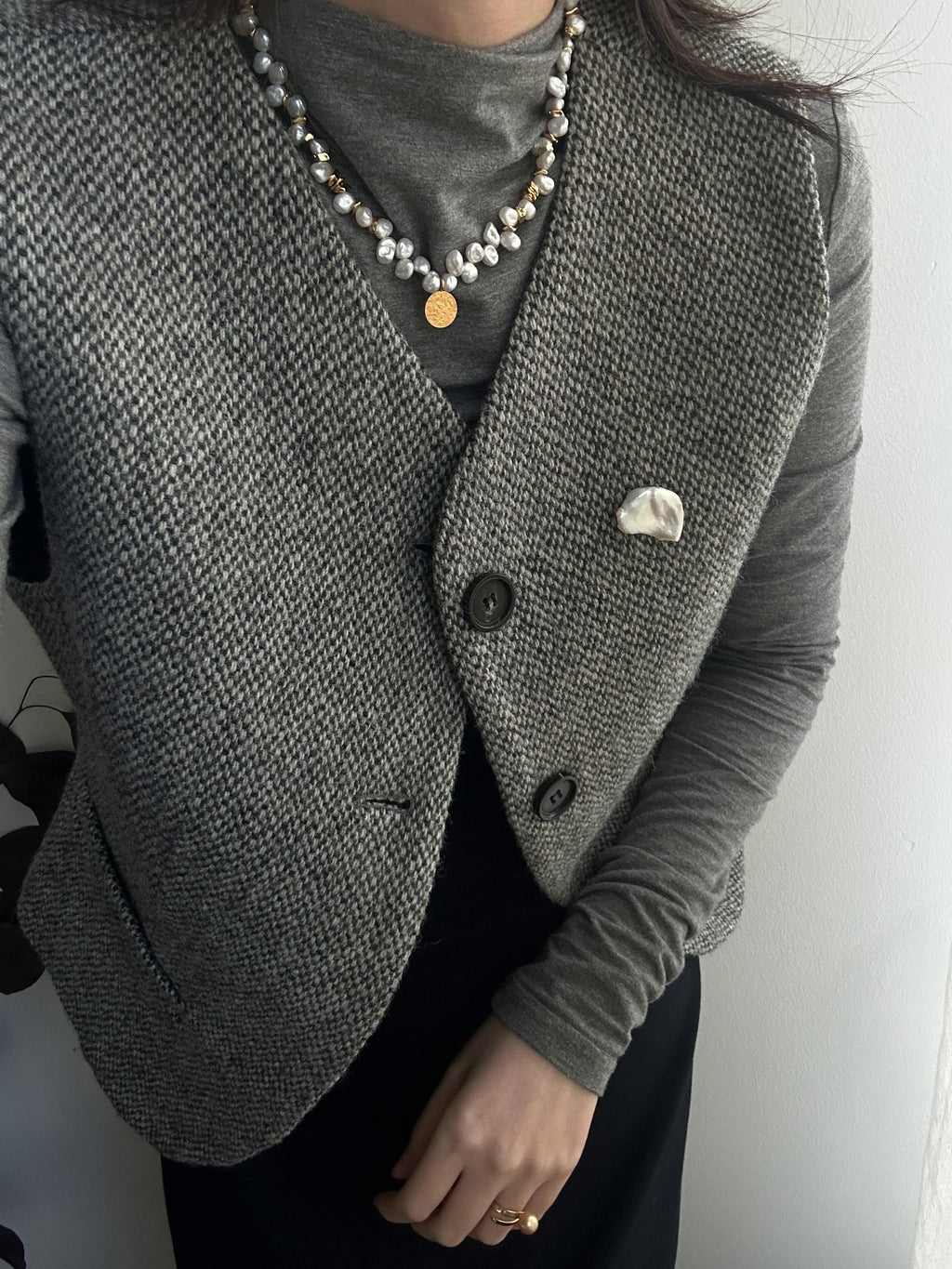 Baroque Pearl Keshi Gold Strand Collection Necklace