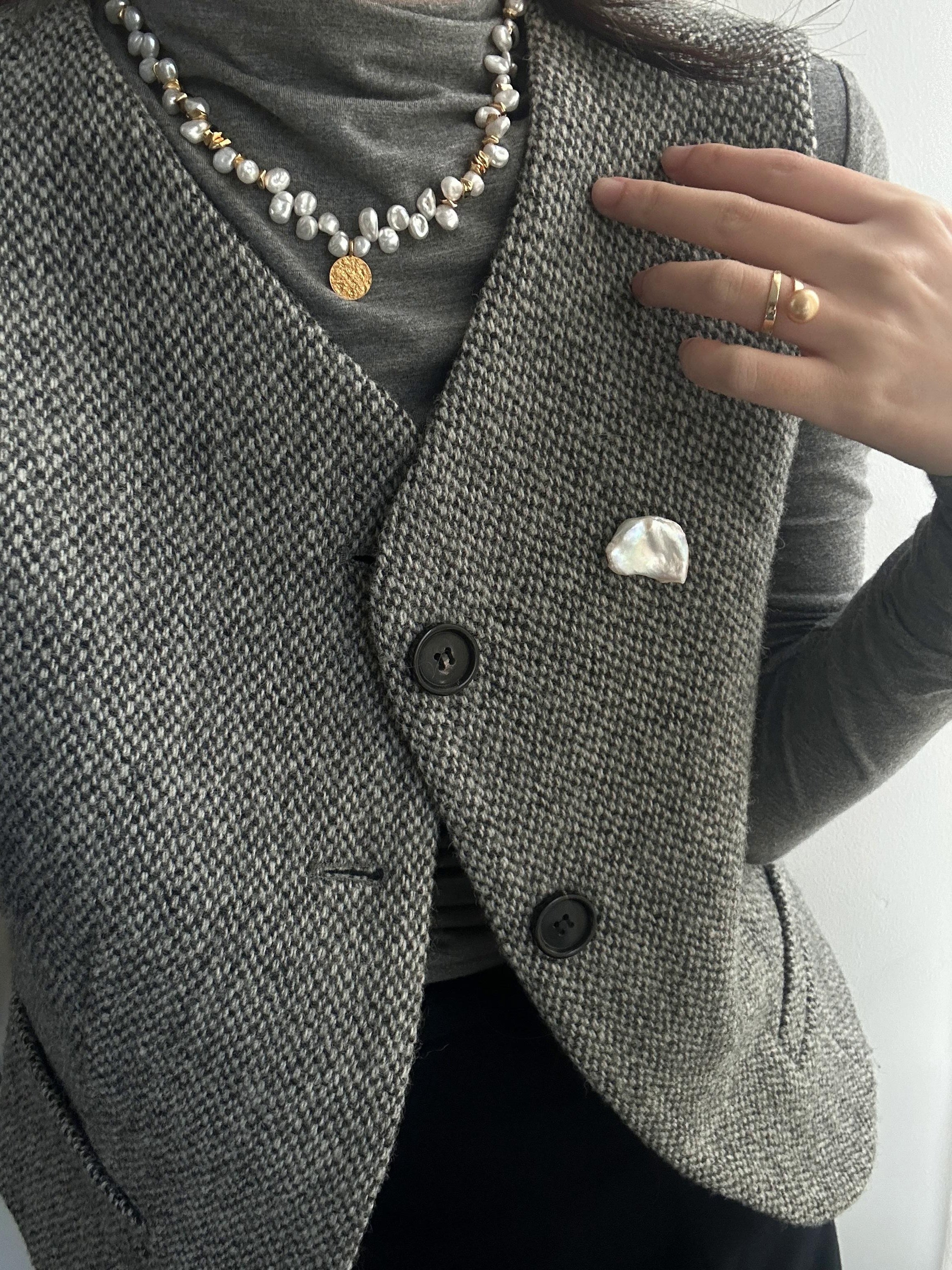 Baroque Pearl Keshi Gold Strand Collection Necklace