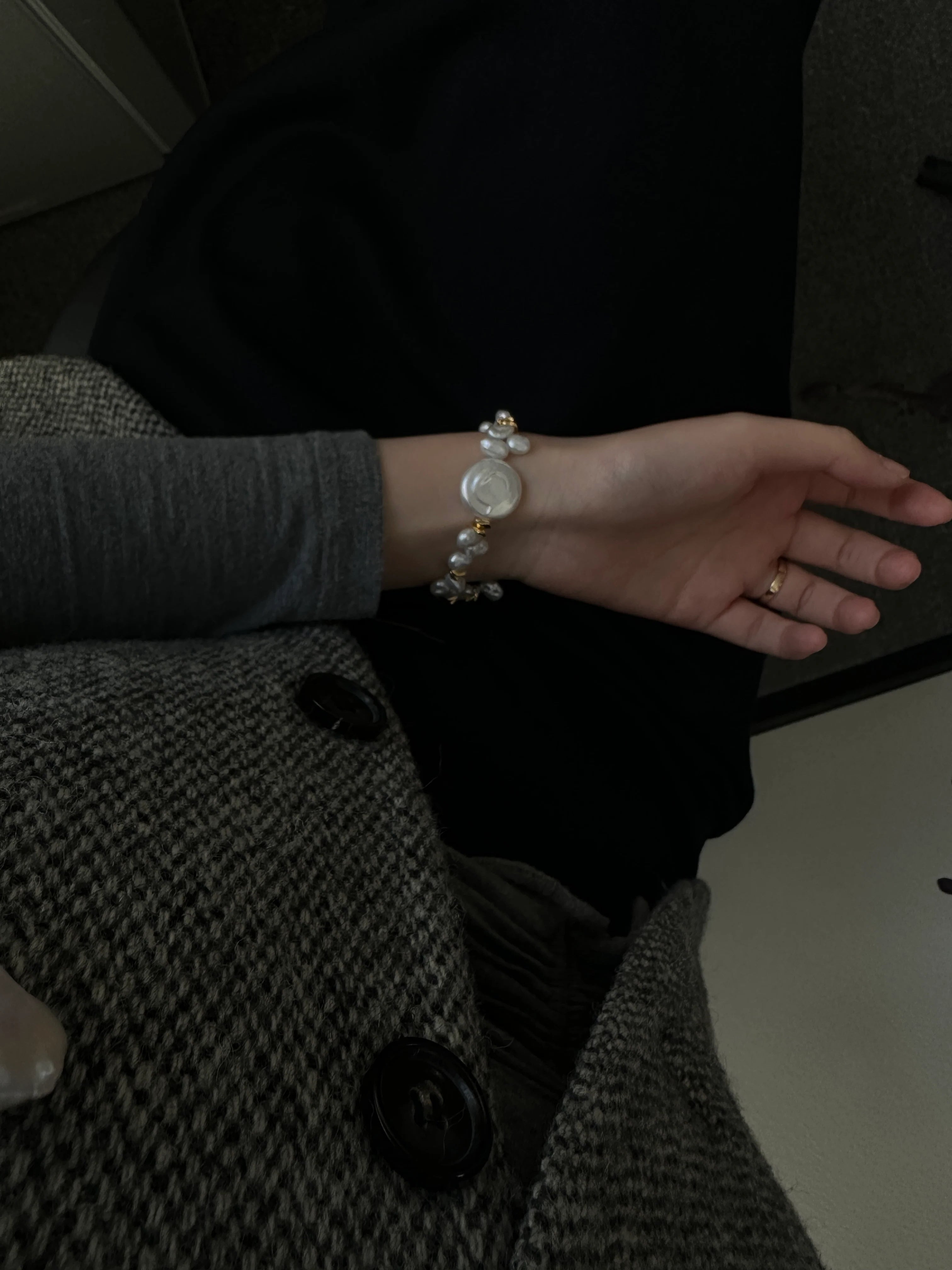 Baroque Pearl Keshi Gold Strand Collection Bracelet