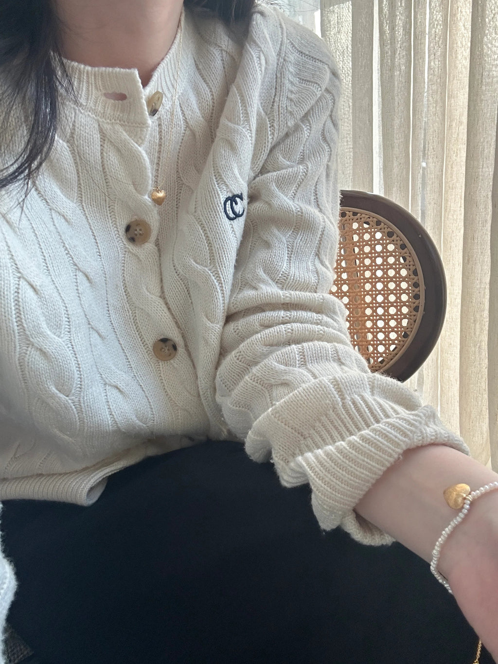 Heart-shaped Pendant Mini Baroque Pearl Bracelet