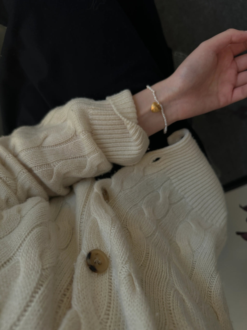 Heart-shaped Pendant Mini Baroque Pearl Bracelet